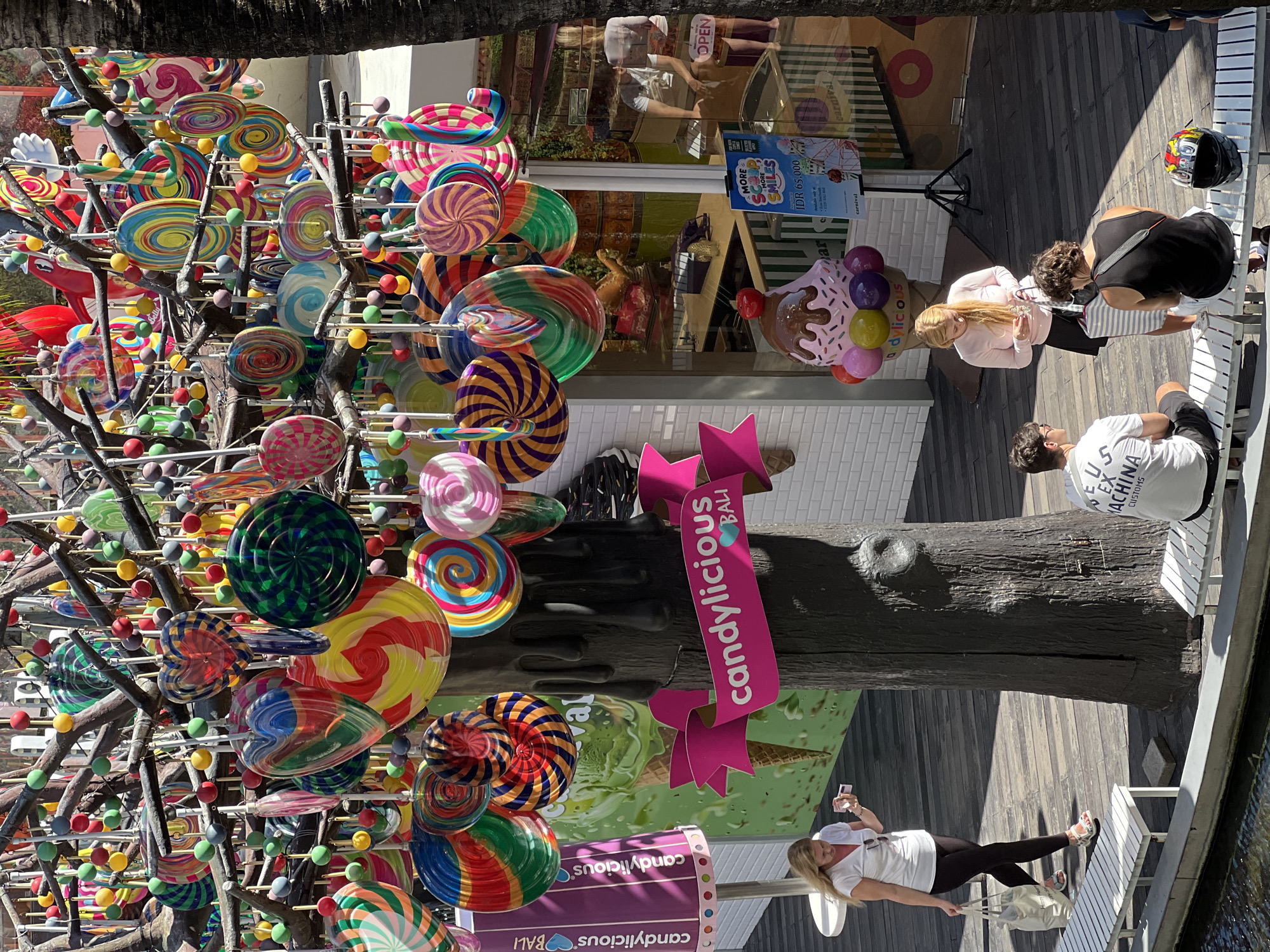 Lollipop tree art installation brightens Kuta street scene
