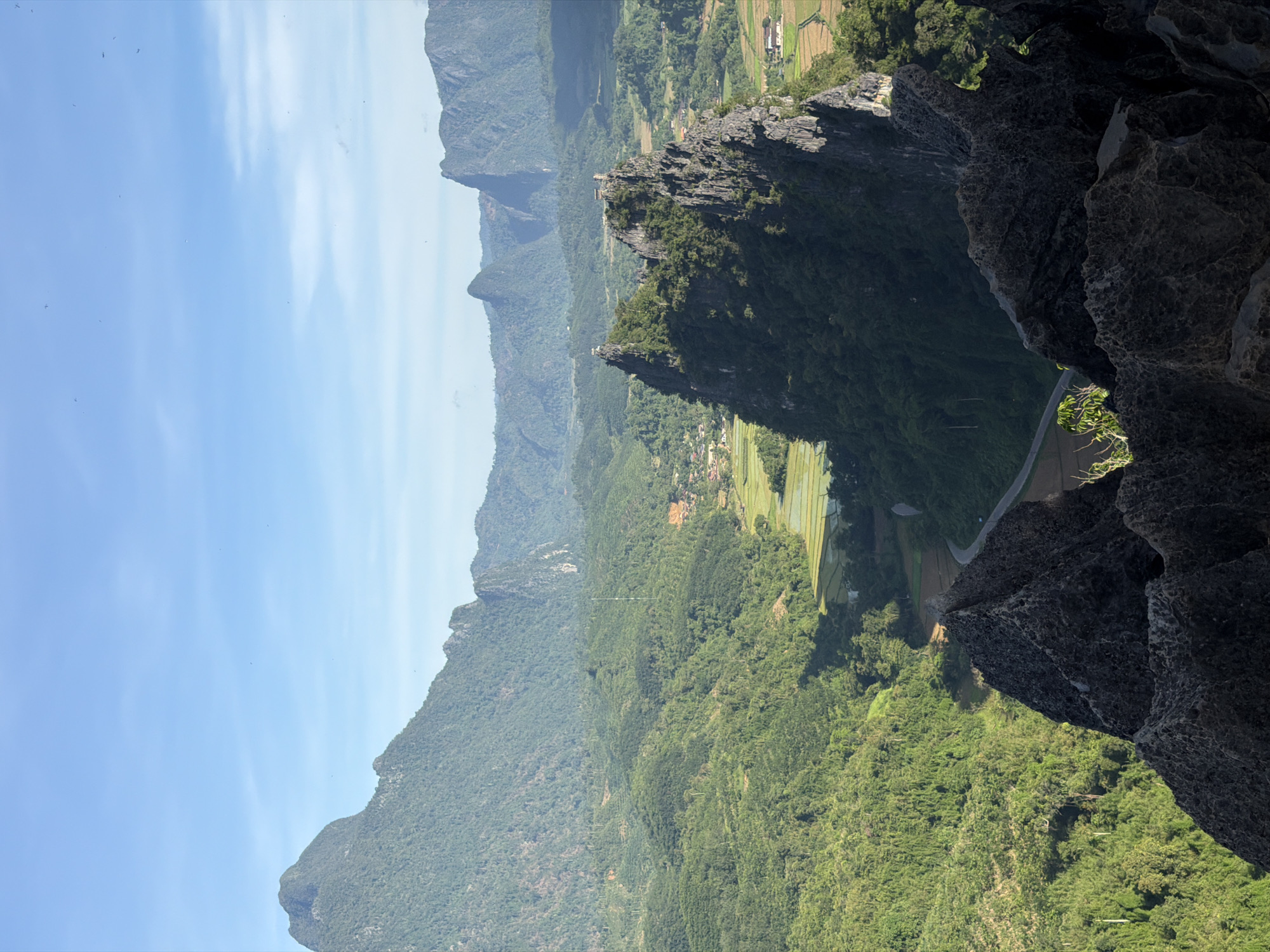 Flag stop on a rocky overlook above Naka's valley