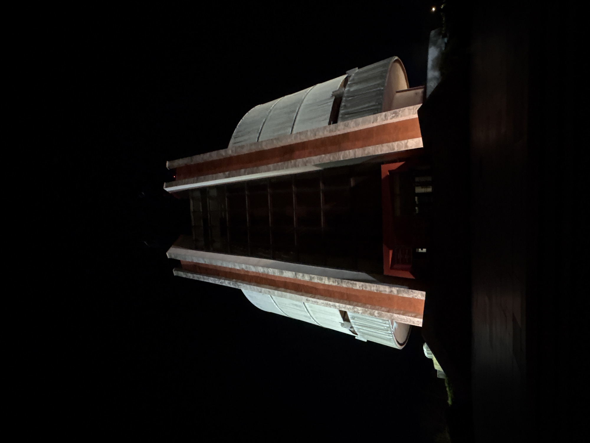 Pleven Panorama building photographed at night in Bulgaria
