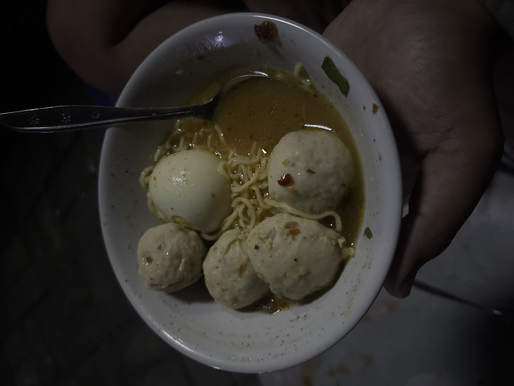 Bogor night out: street food, neon signs, parked cars