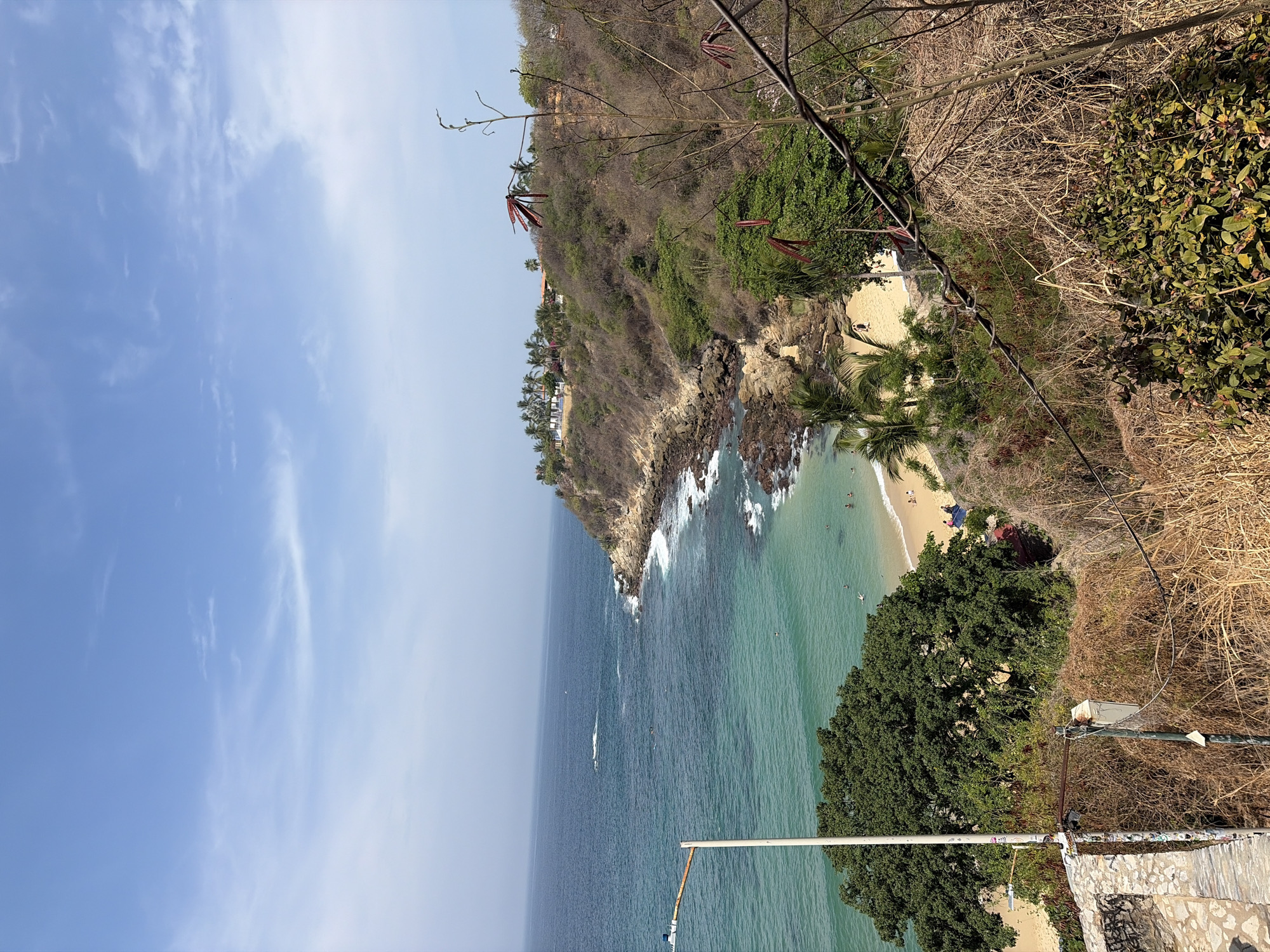 Elevated coastal view captured in Puerto Escondido bay area