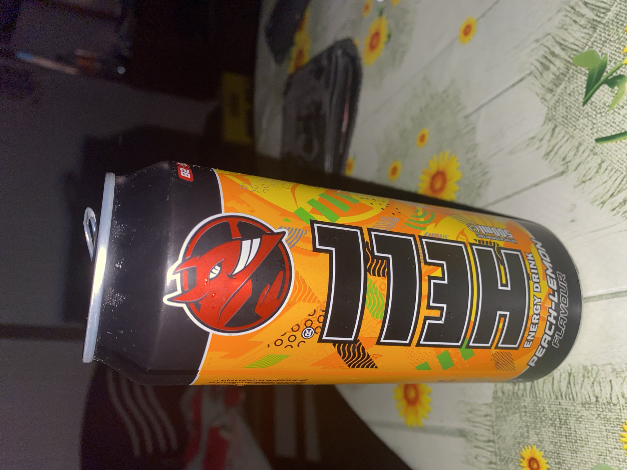Evening in, energy drink and euros on the table