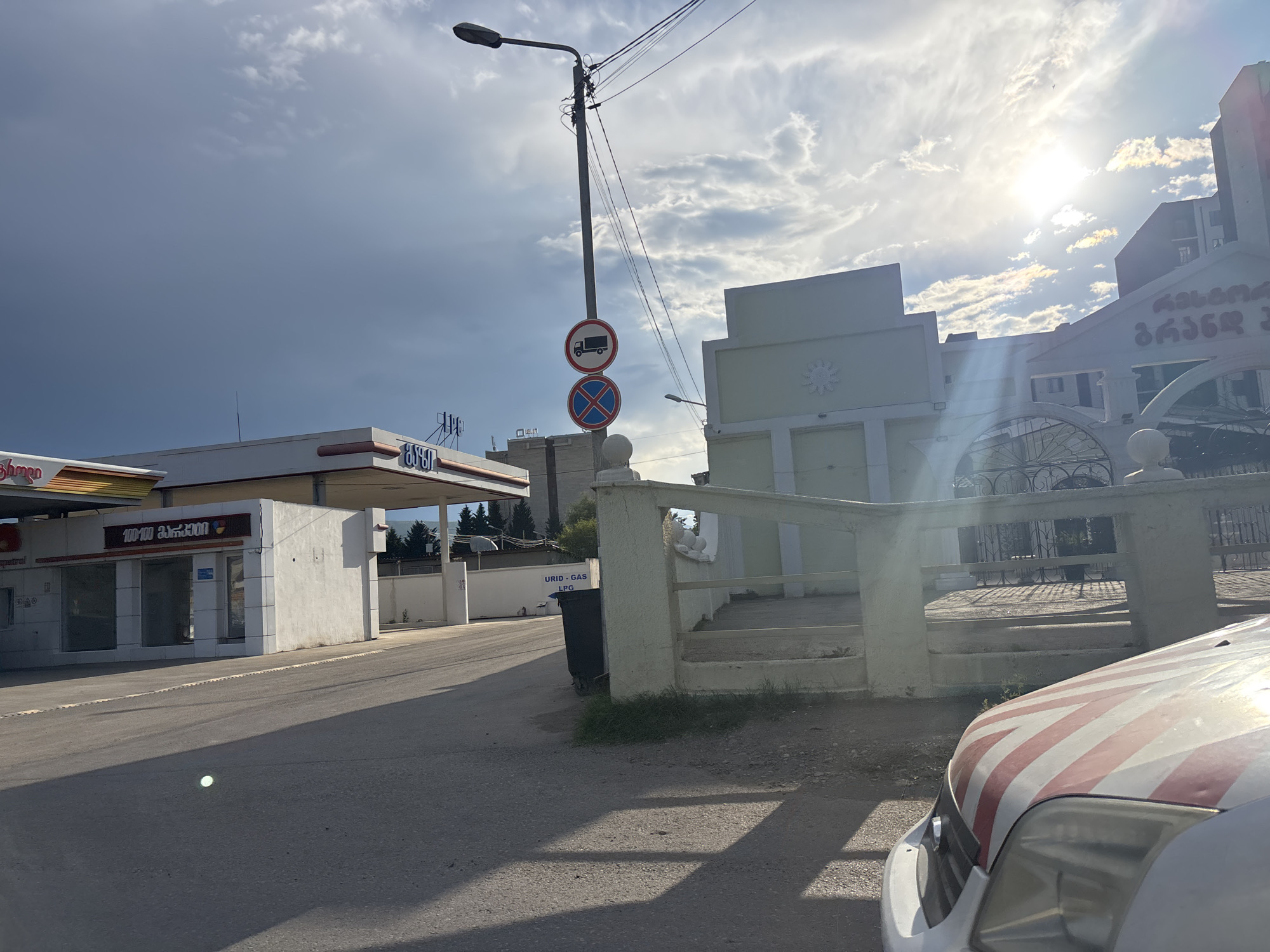 Passenger selfies and street views during Tbilisi traffic