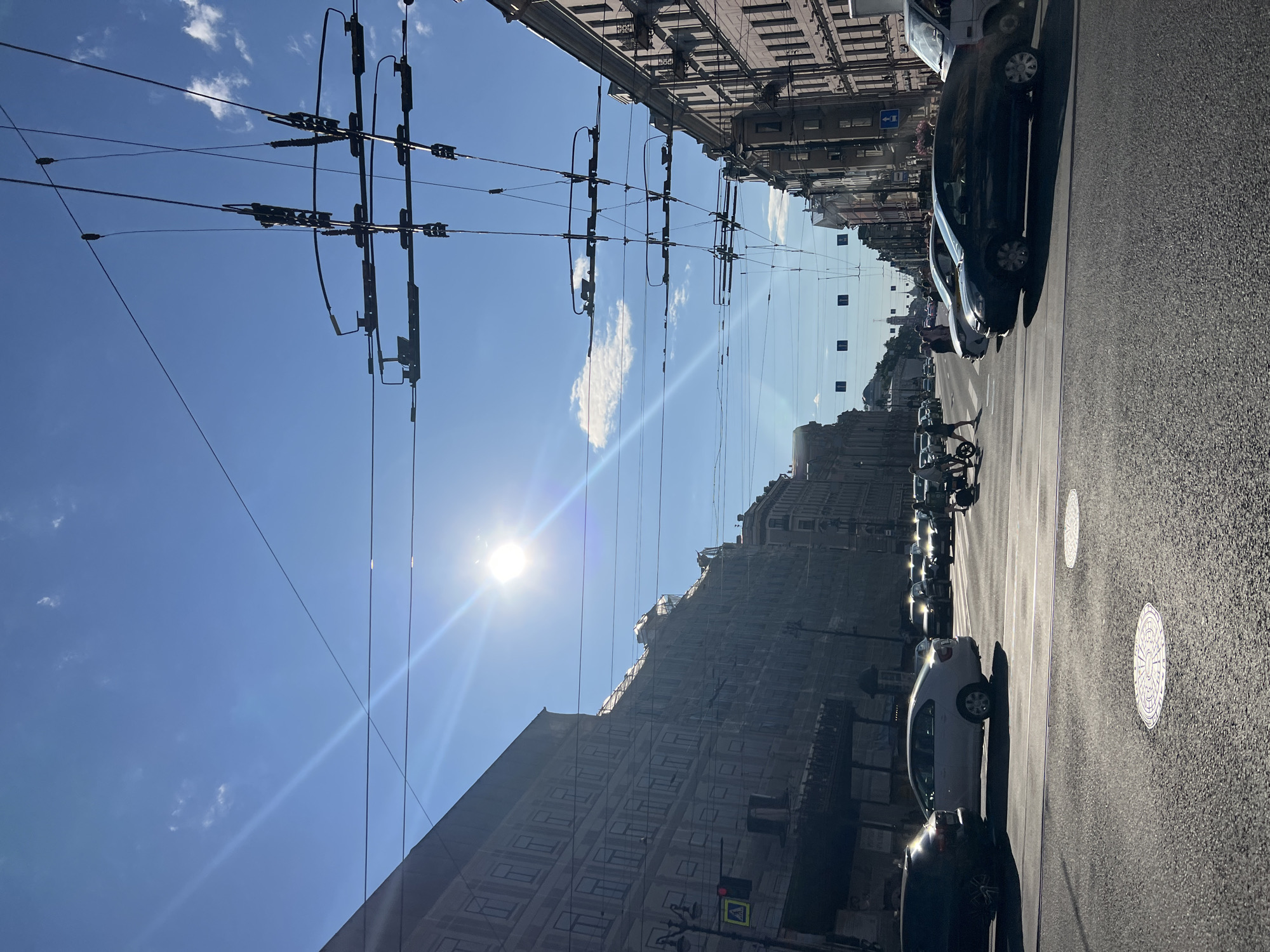 Street art and imperial architecture along St. Petersburg's city center