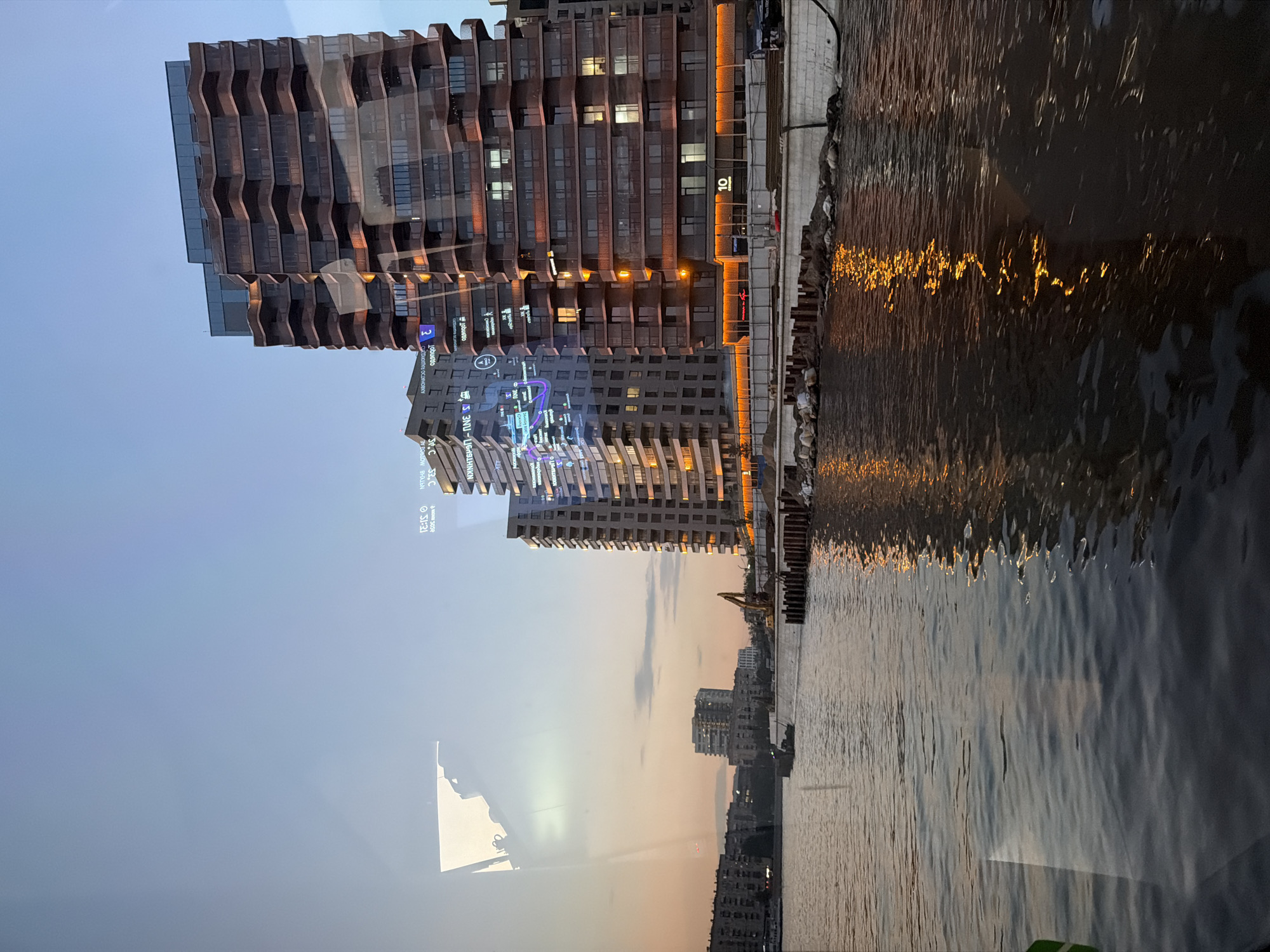 Evening boat cruise captures Moscow skyline at sunset