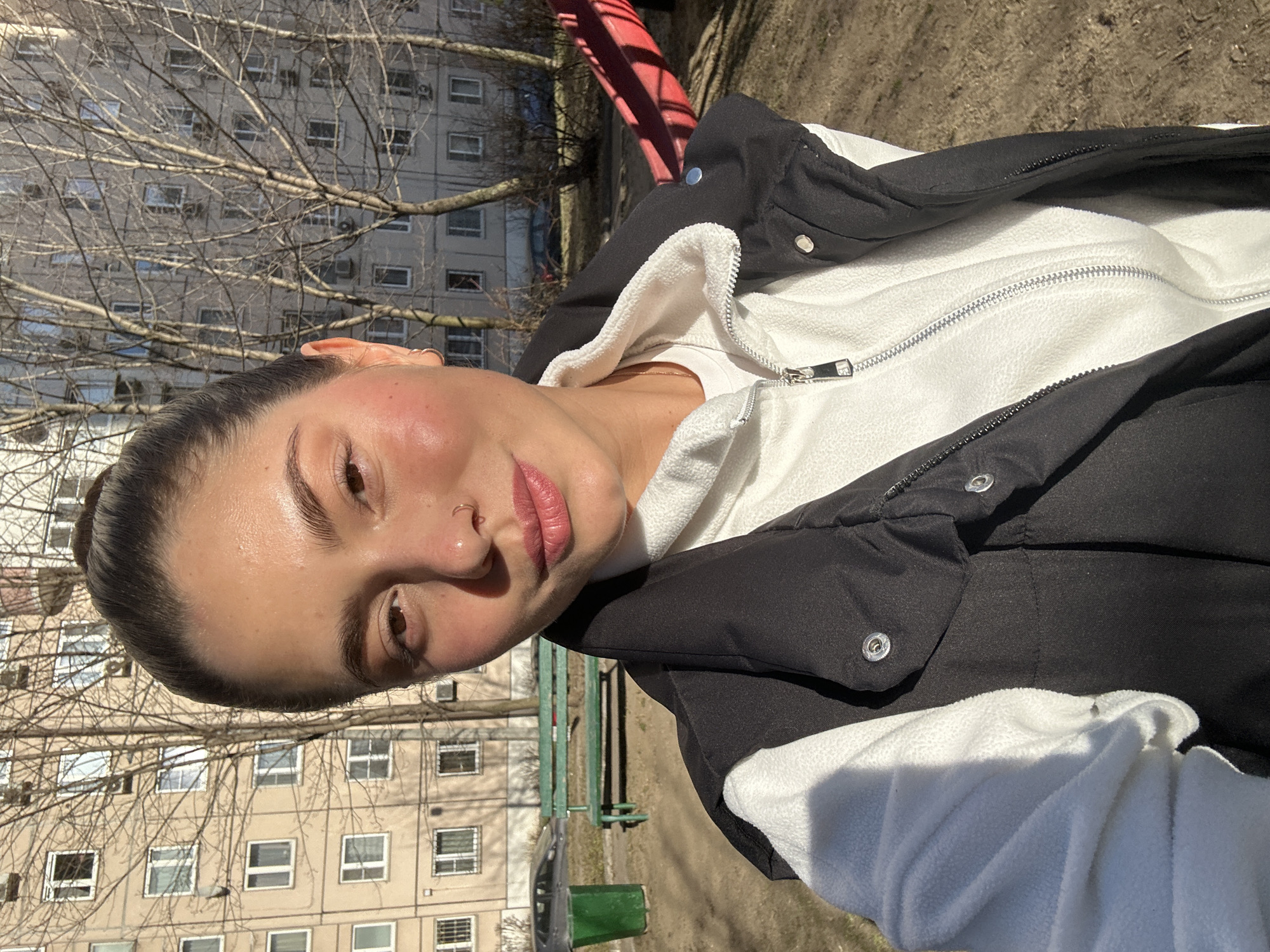 Quiet afternoon moments with pet and selfie in Reutov