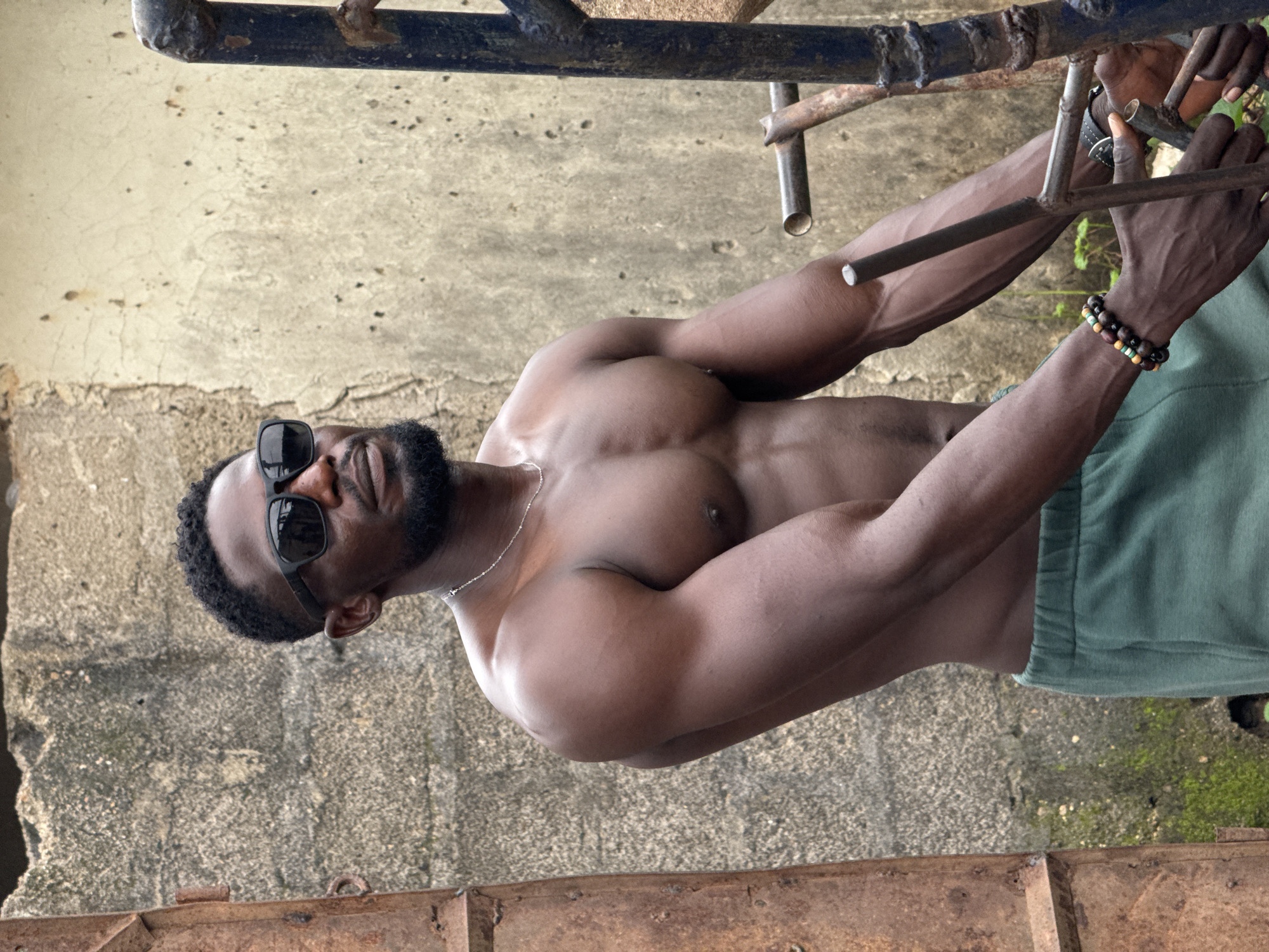 Gym session in Akwanga with a puppy appearance mid-workout