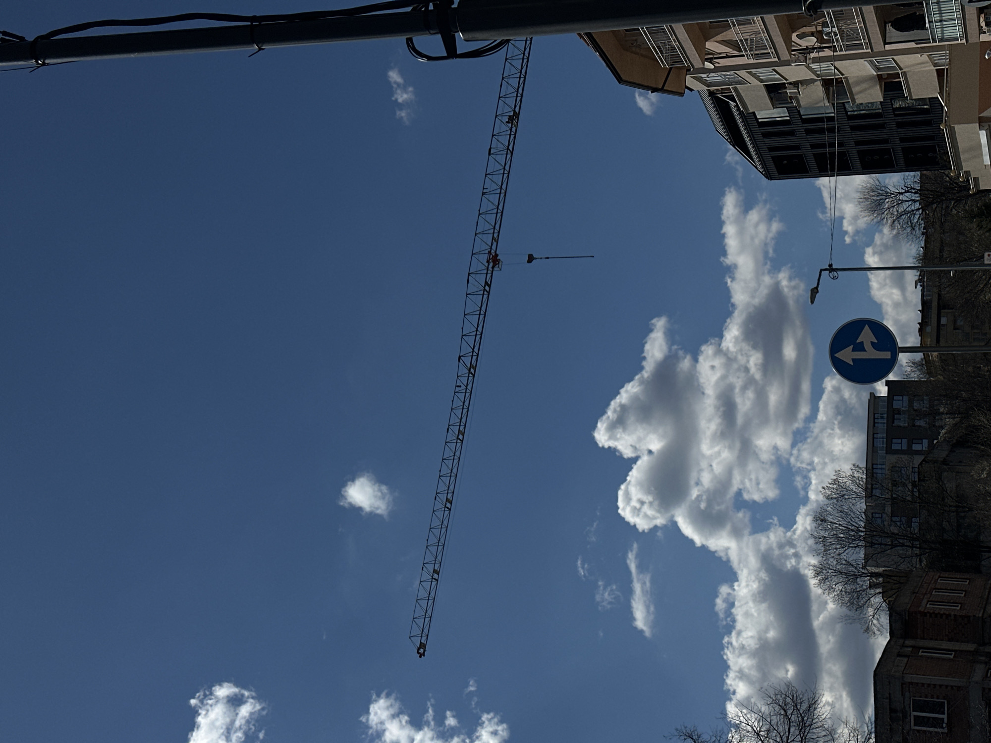 Construction crane spotted against clear sky in Sofia