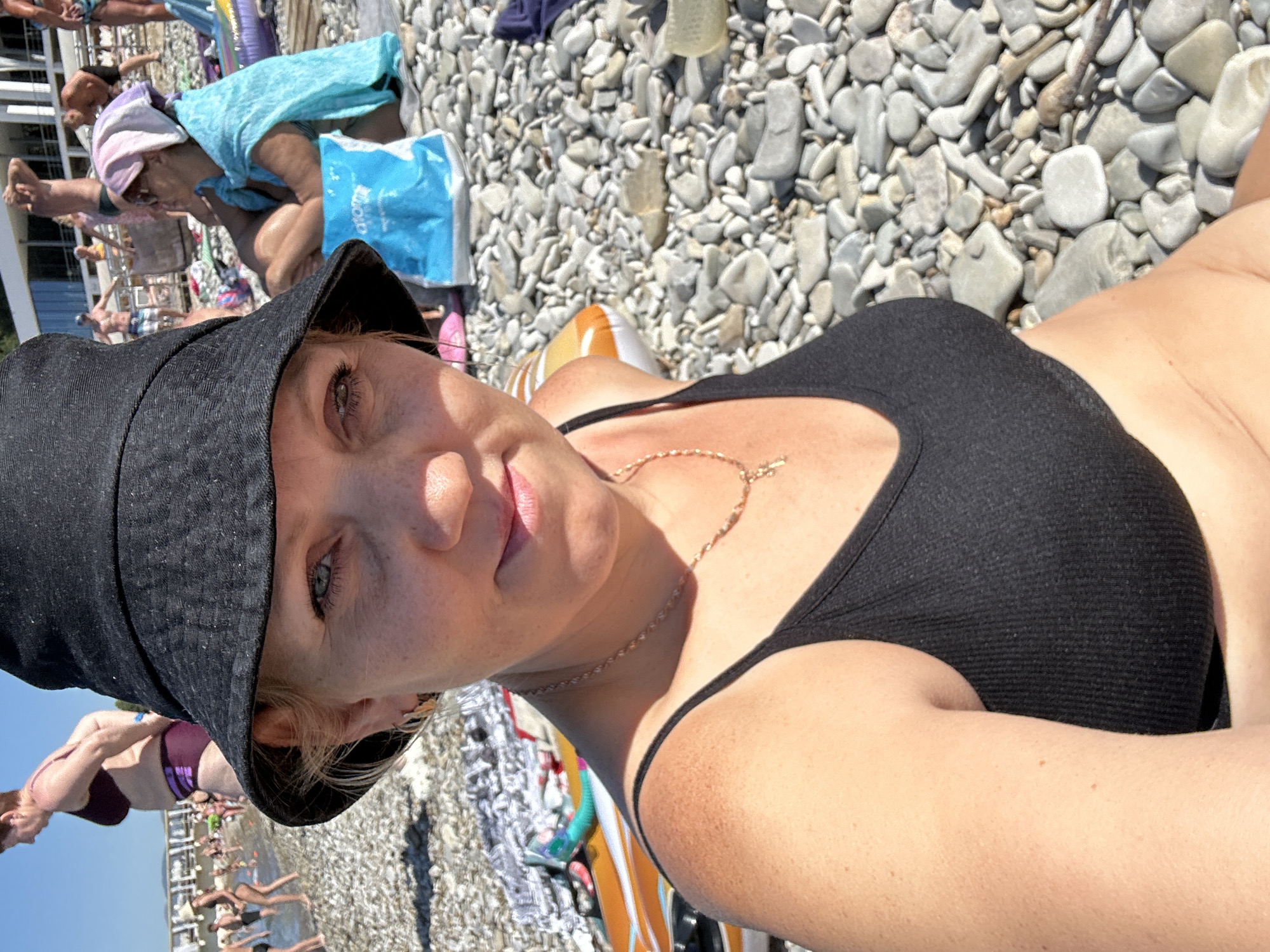 Summer morning on Gelendzhik's Black Sea beach and promenade