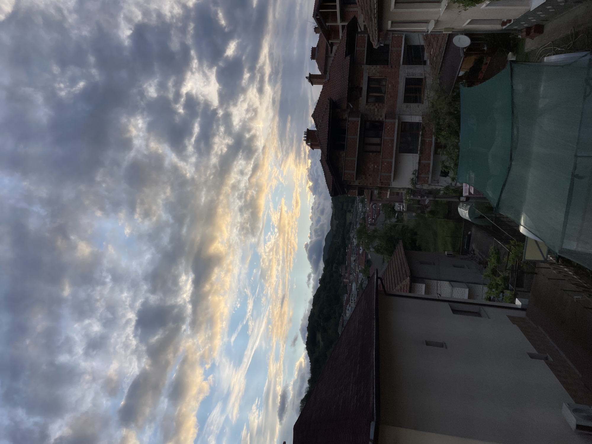 Evening sky documented over Zlatograd Bulgaria residential district