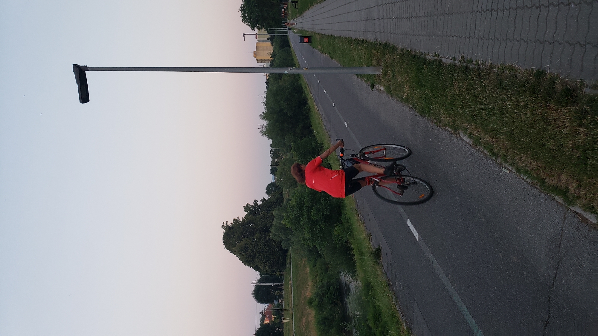 Summer evening along Prešov's riverside paths at sunset