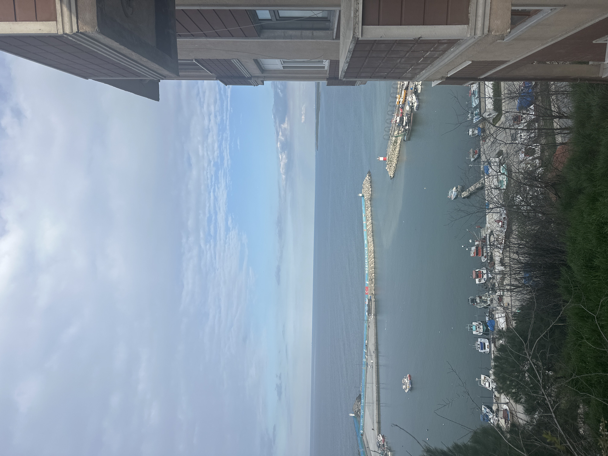 Harbor view captured from elevated position in Arnavutköy, Turkey