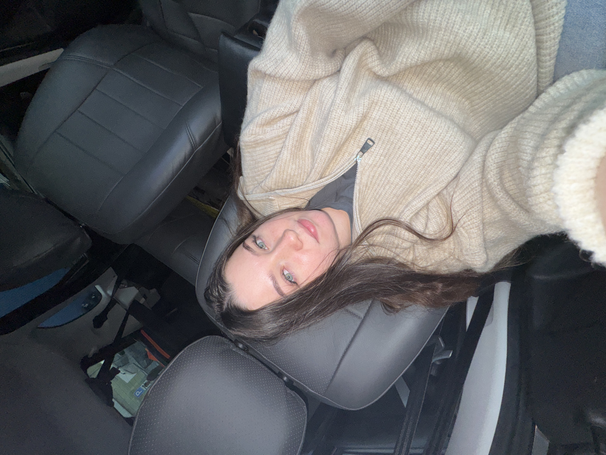 Woman takes car selfies in Perm, Russia