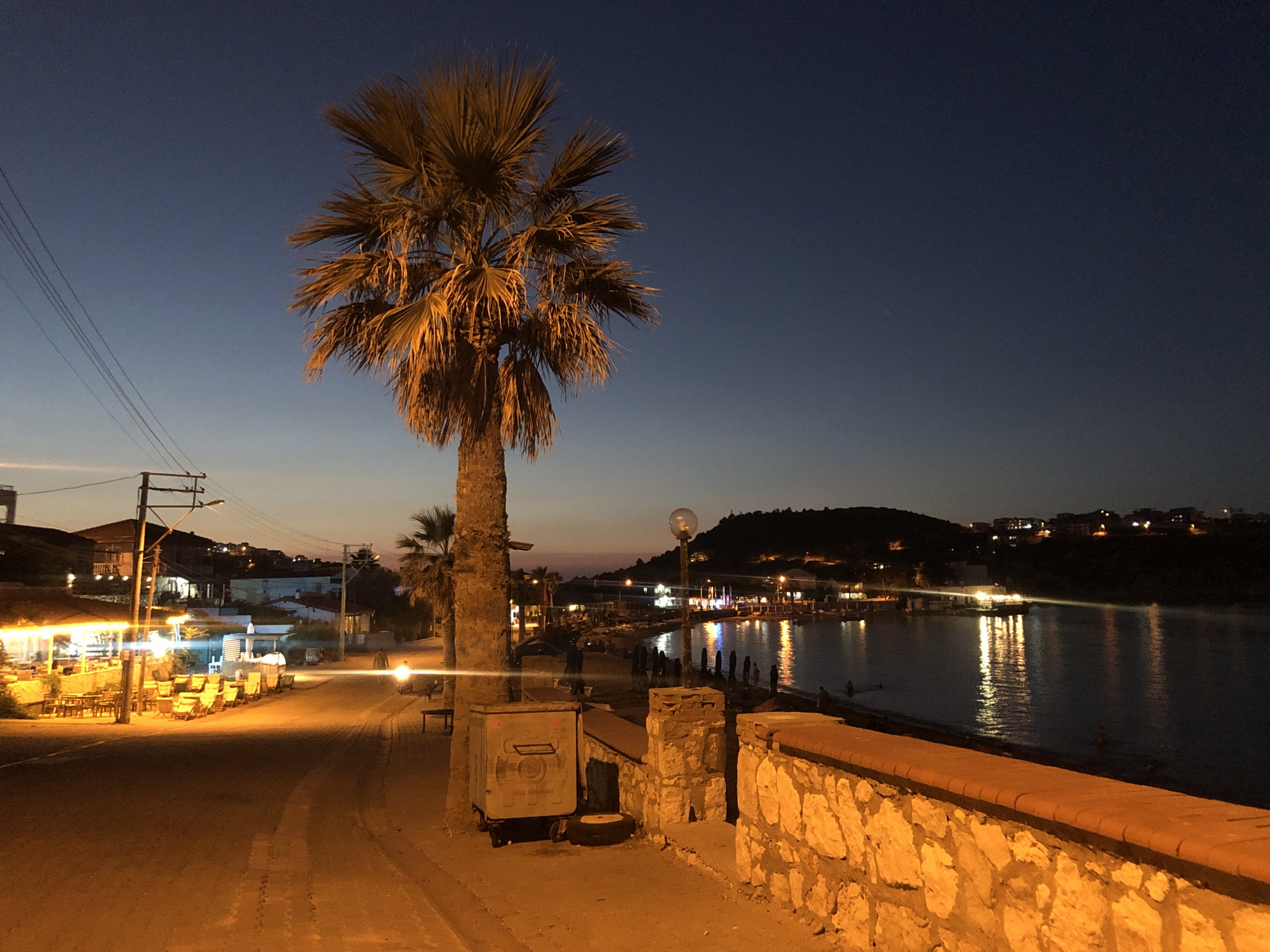 Karaburun waterfront winding down at dusk