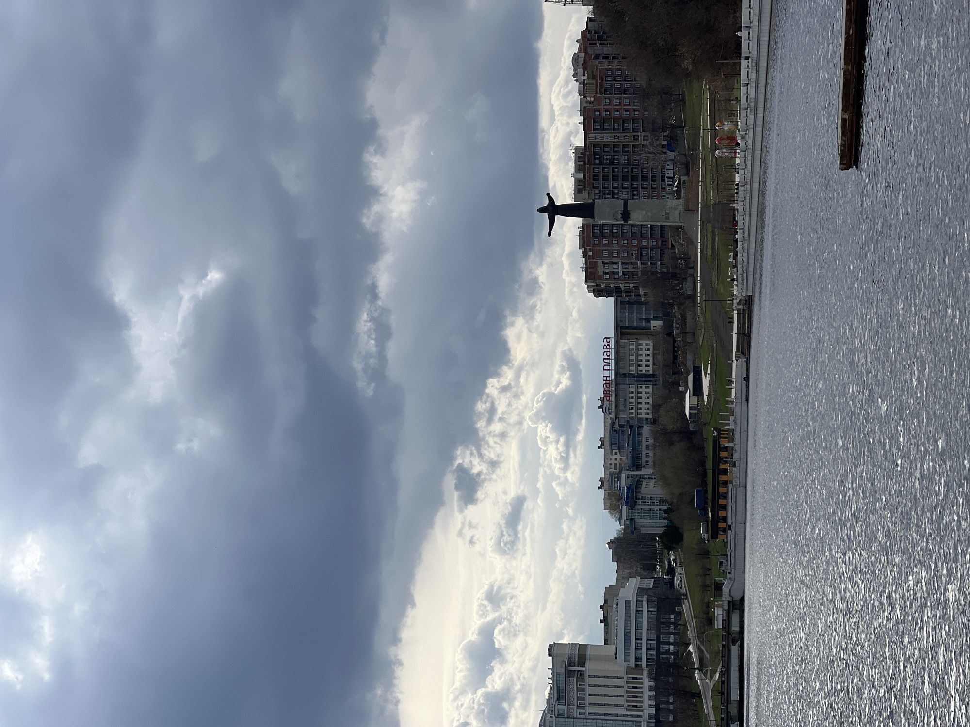 Cheboksary waterfront documented under cloudy skies along Volga River