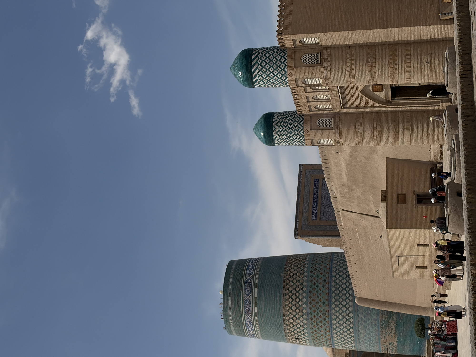 Tourist activity documented at historic Khiva fortress, Uzbekistan