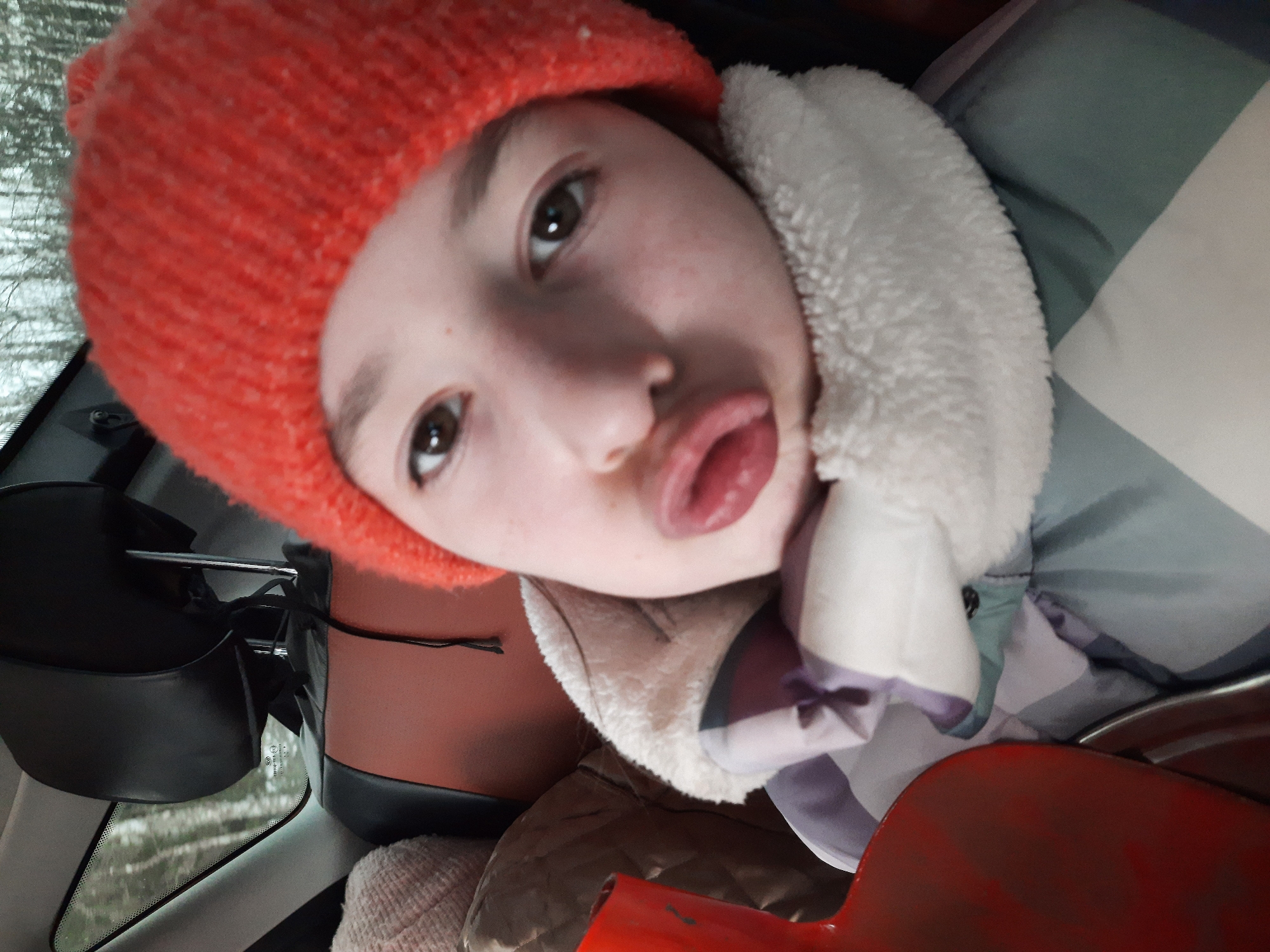 Morning car ride documented through snowy Russian countryside