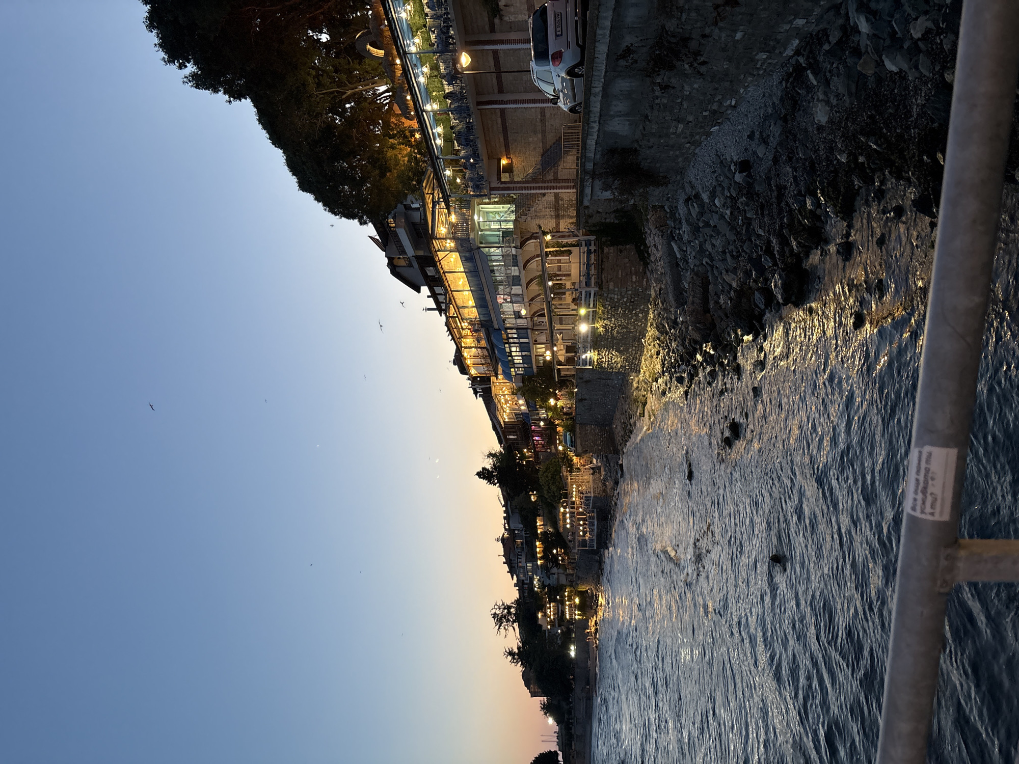 Dusk along Nesebar's historic waterfront promenade