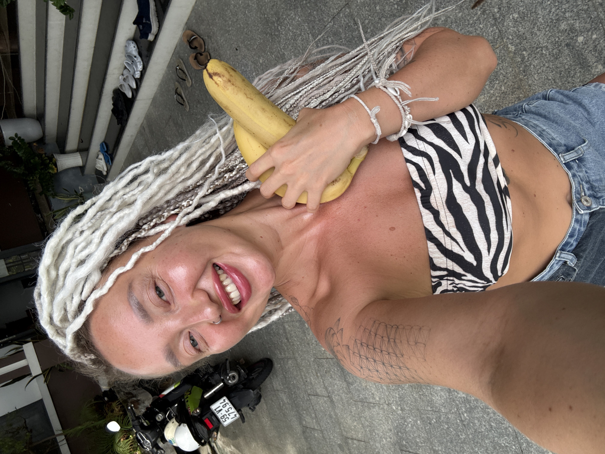 Selfie series with bananas on a Nha Trang street