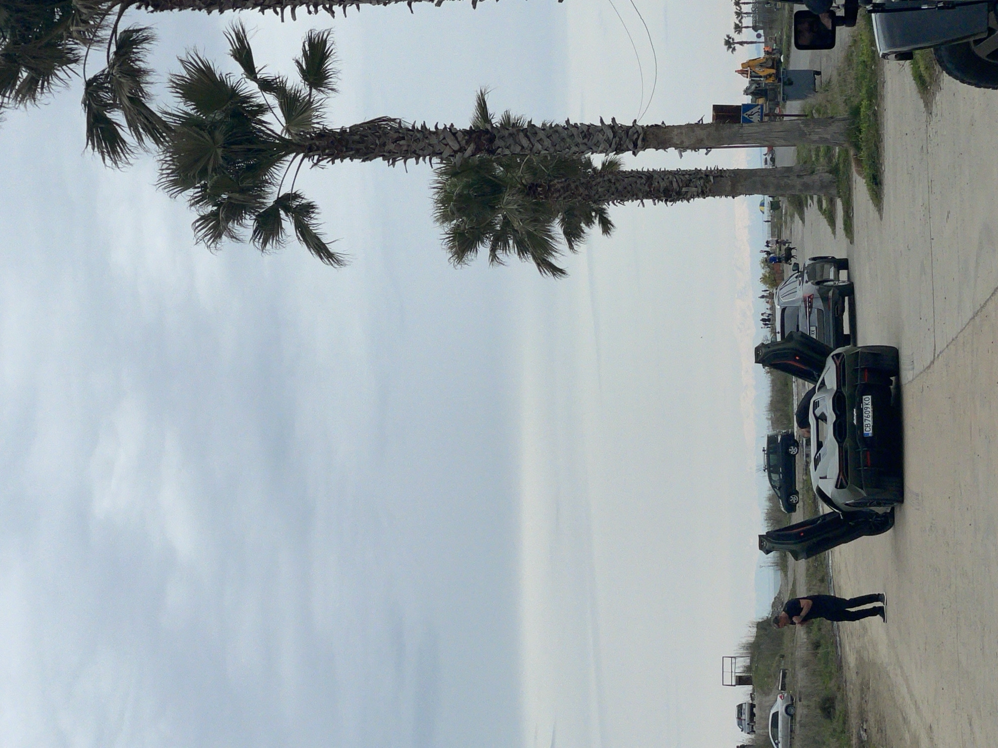 Vehicles spotted along Batumi coast amid overcast conditions