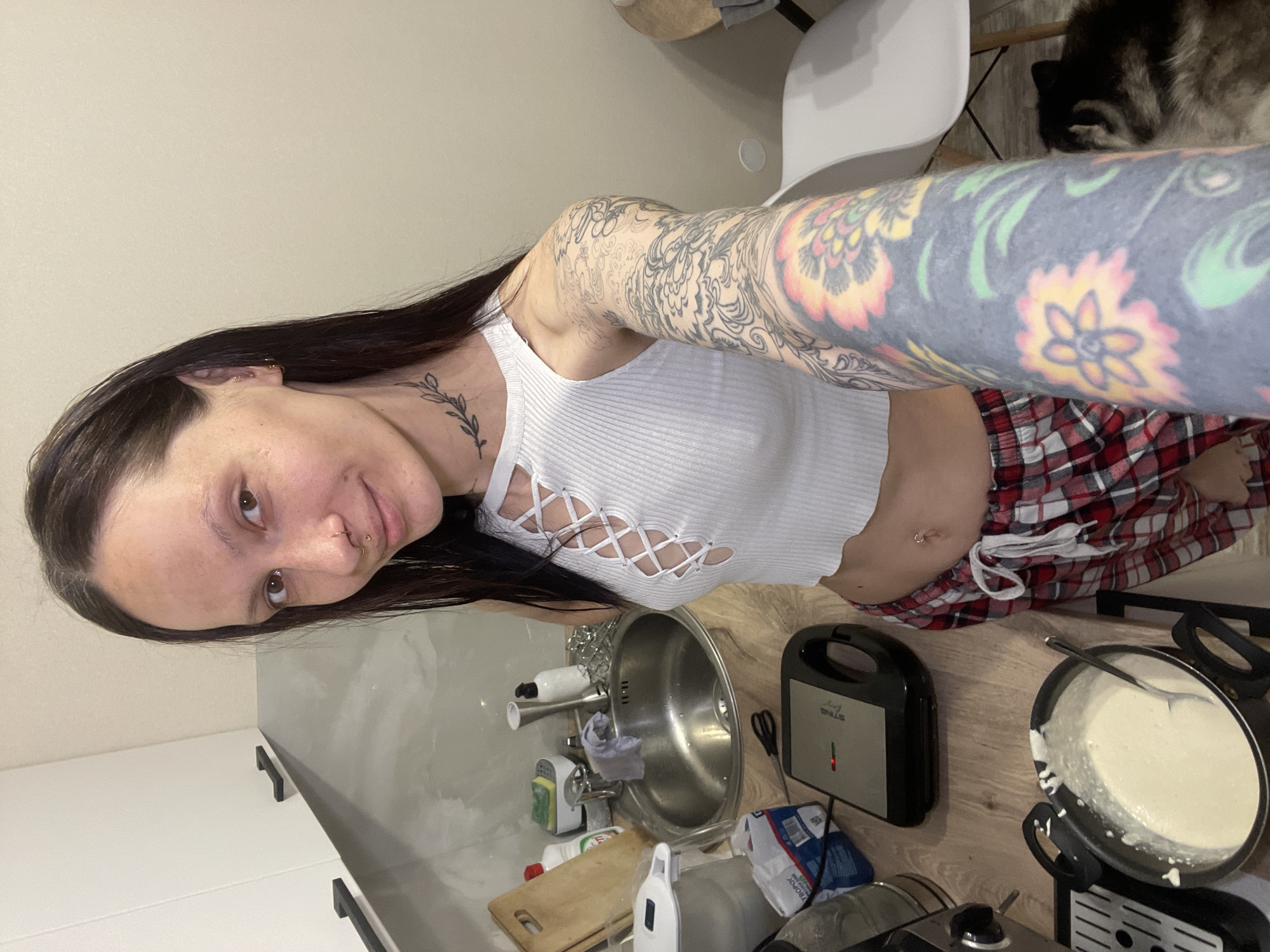 Woman takes kitchen selfie in Izhevsk, Russia