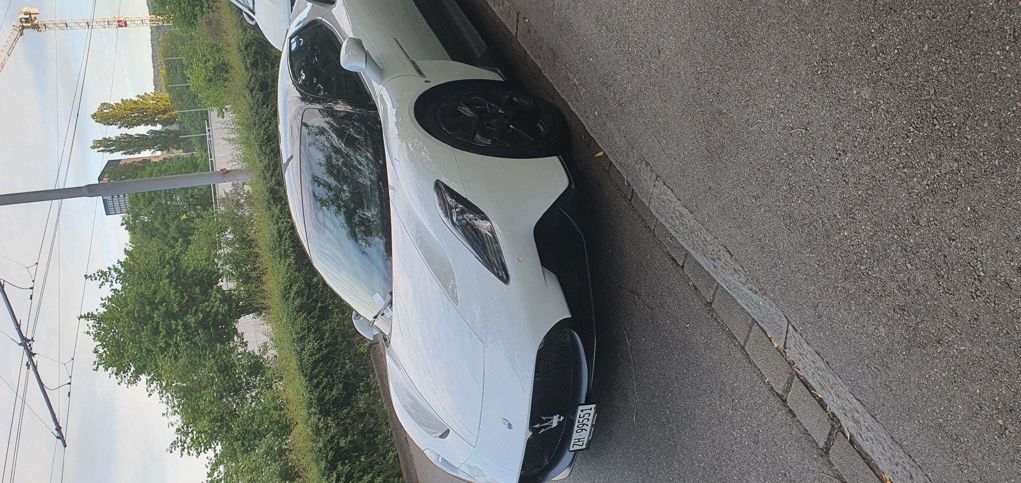 White Maserati spotted parked near construction site in Zurich