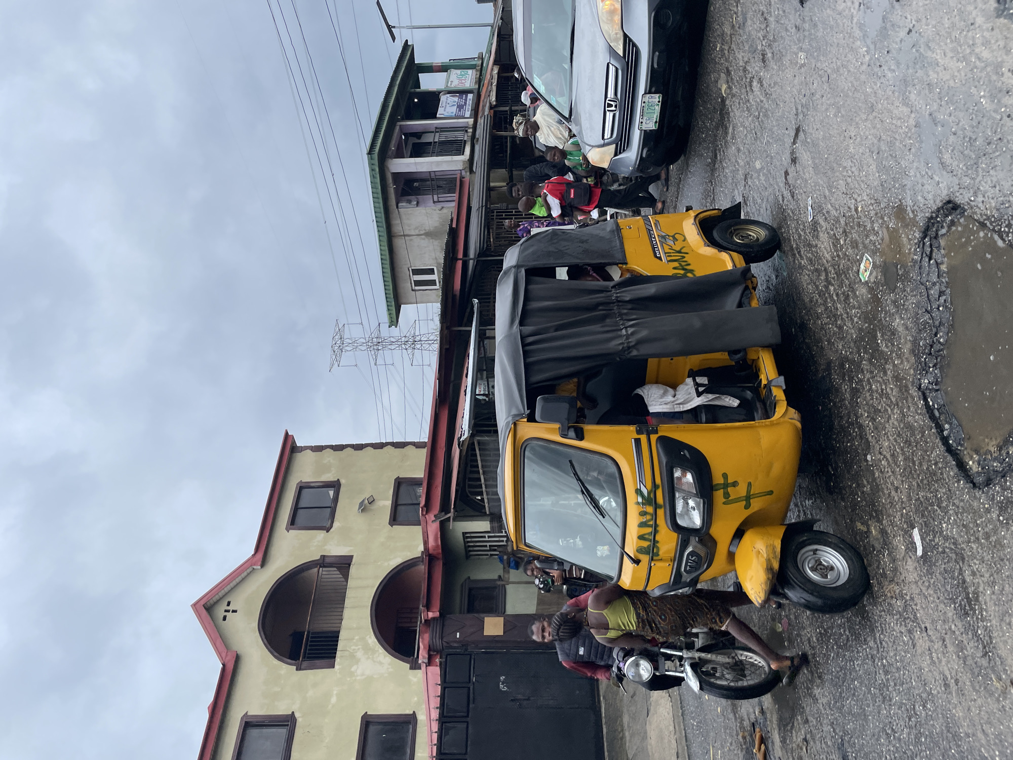 Rainy morning street life in Ado, Nigeria