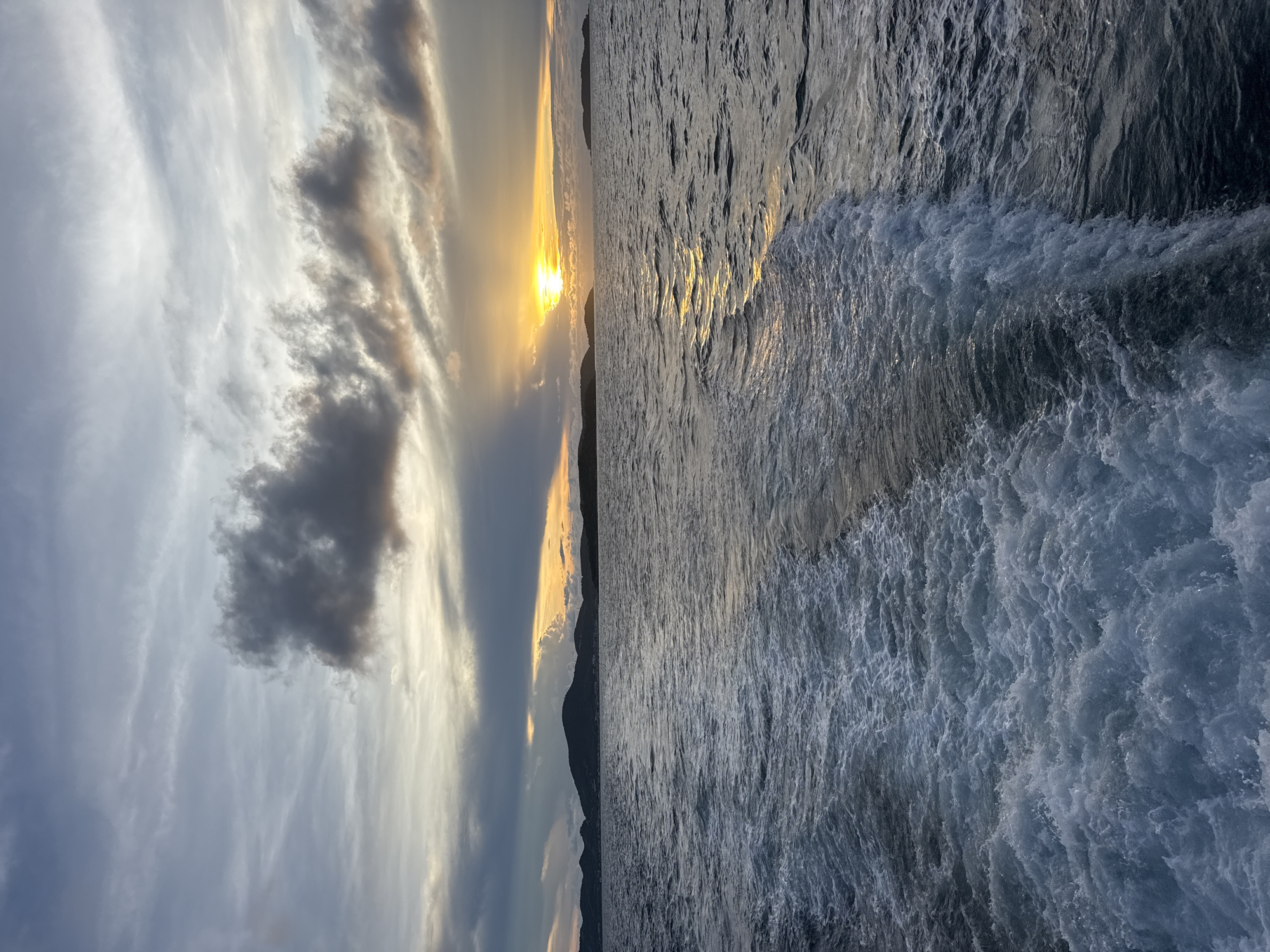 Boat journey captured during sunset off Pattaya coast