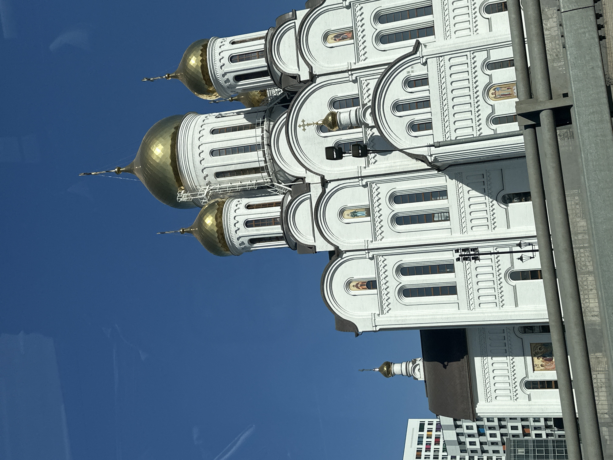 Moscow landmarks photographed under clear morning skies