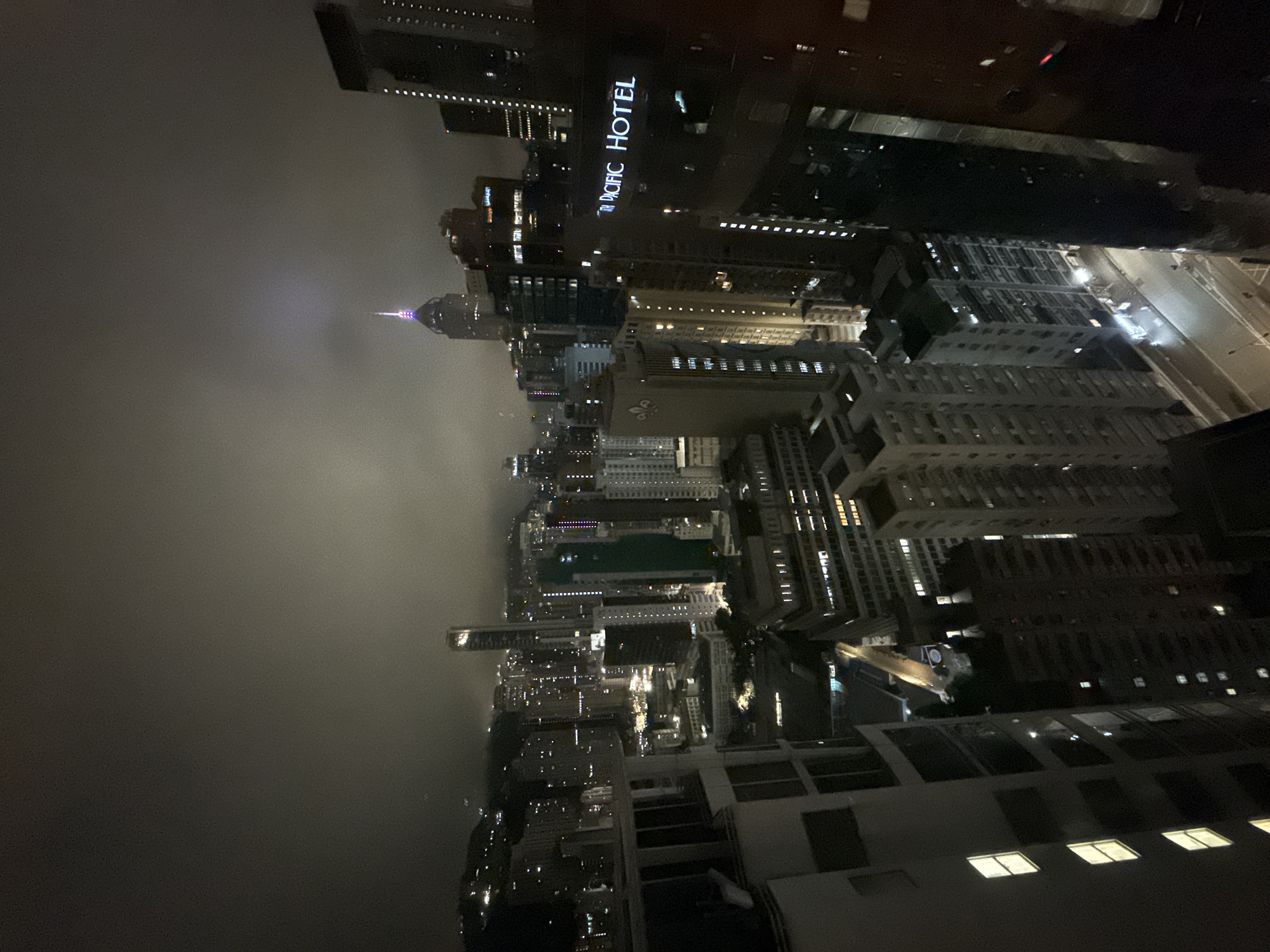 Aerial view captures illuminated Hong Kong skyline at night
