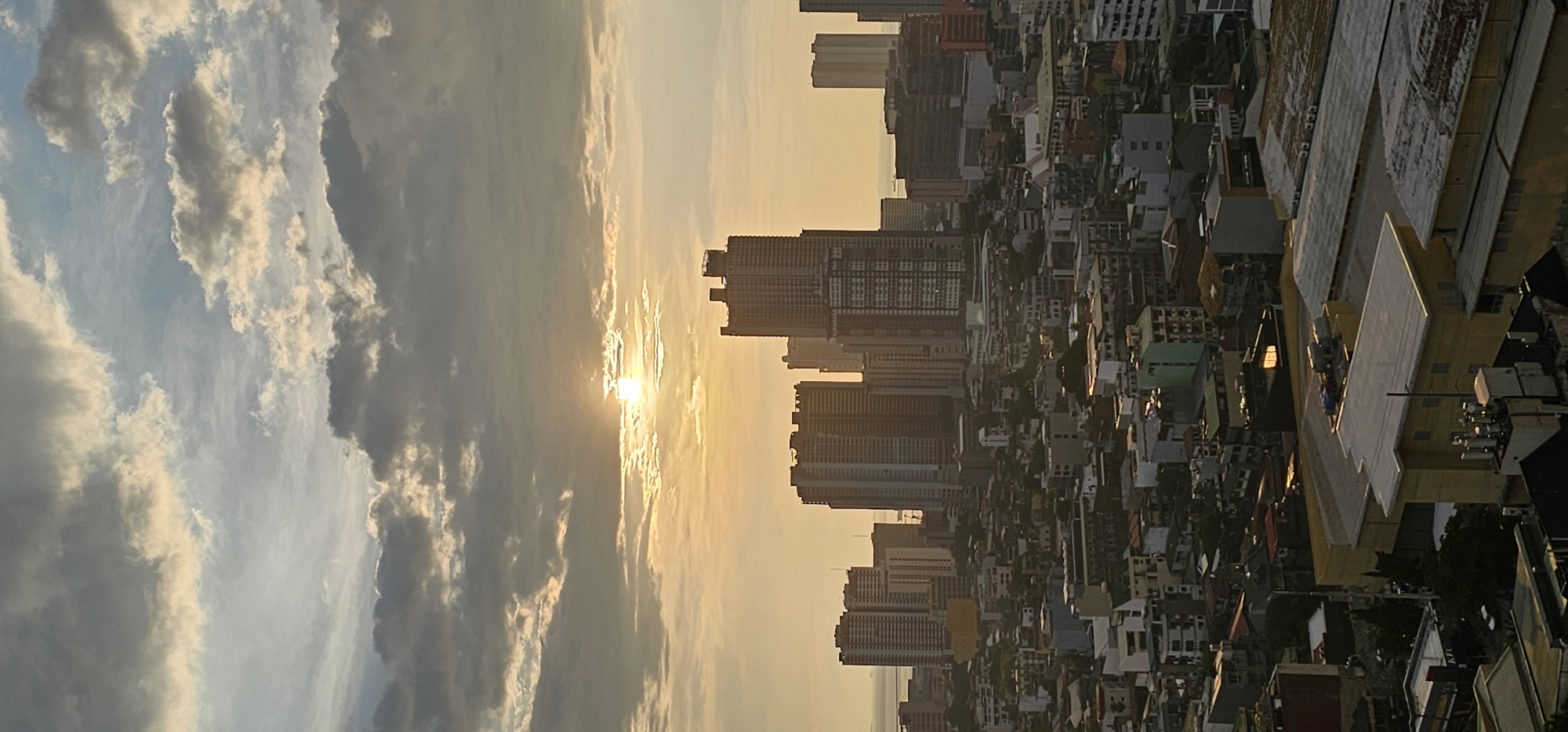 Makati skyline and highway interchange at sunrise