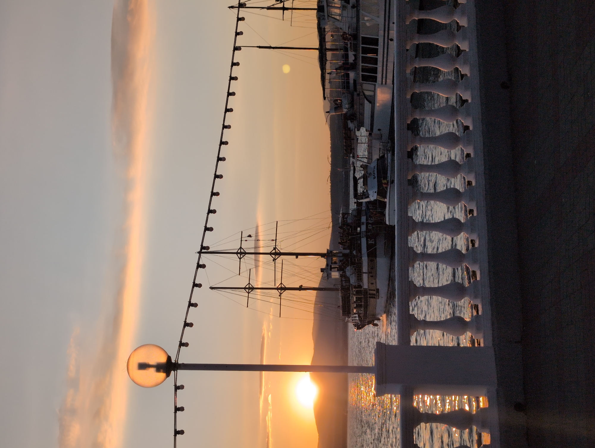 Golden hour evening at Gelendzhik's Black Sea embankment