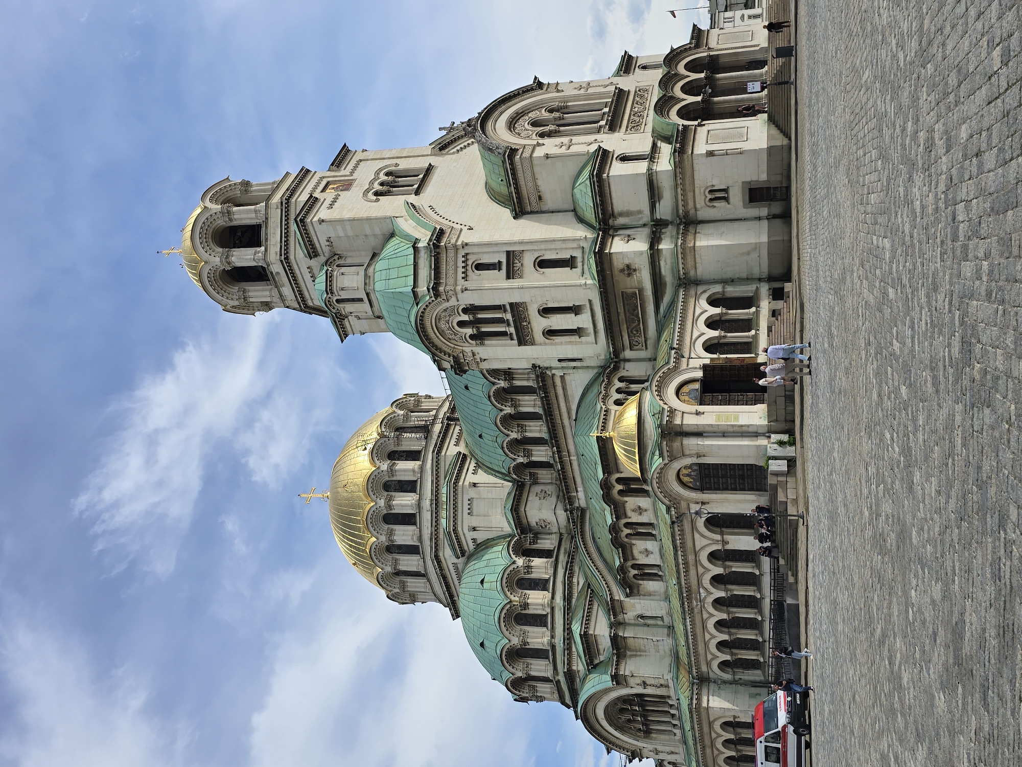 Crowd gathers at Sofia's Alexander Nevsky Cathedral plaza