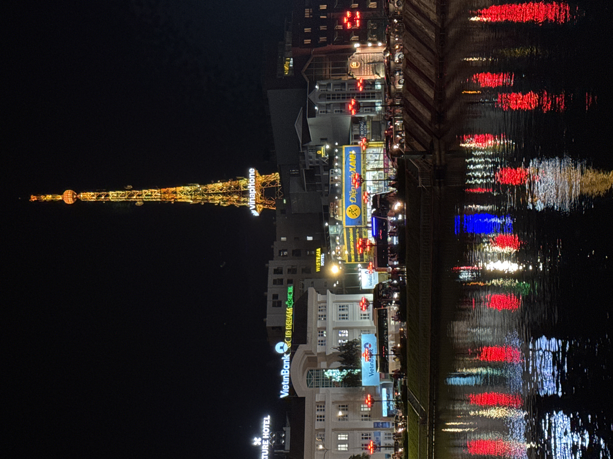 Da Lat's lakefront lights up at night