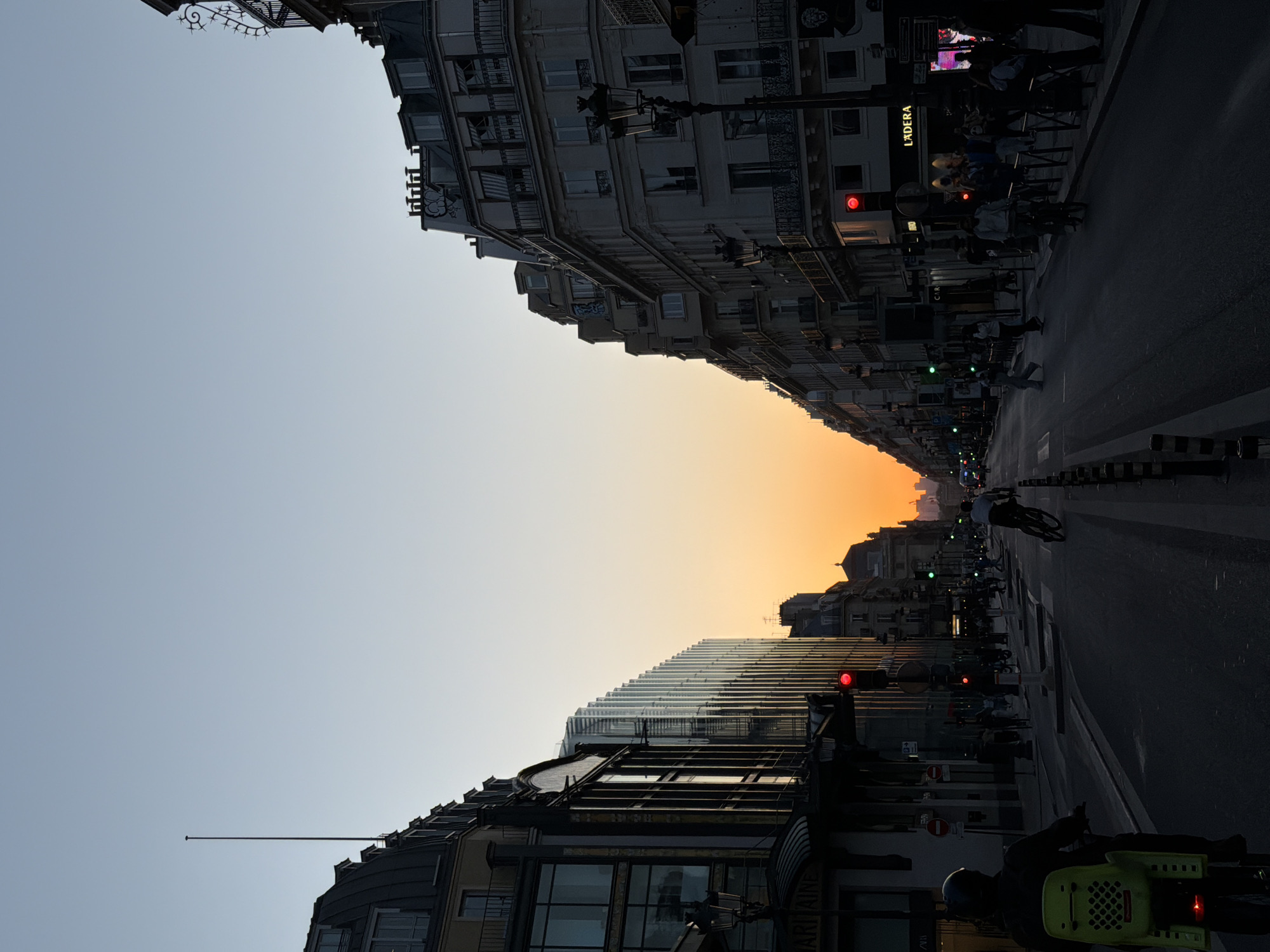 Sunset street scene documented in Paris