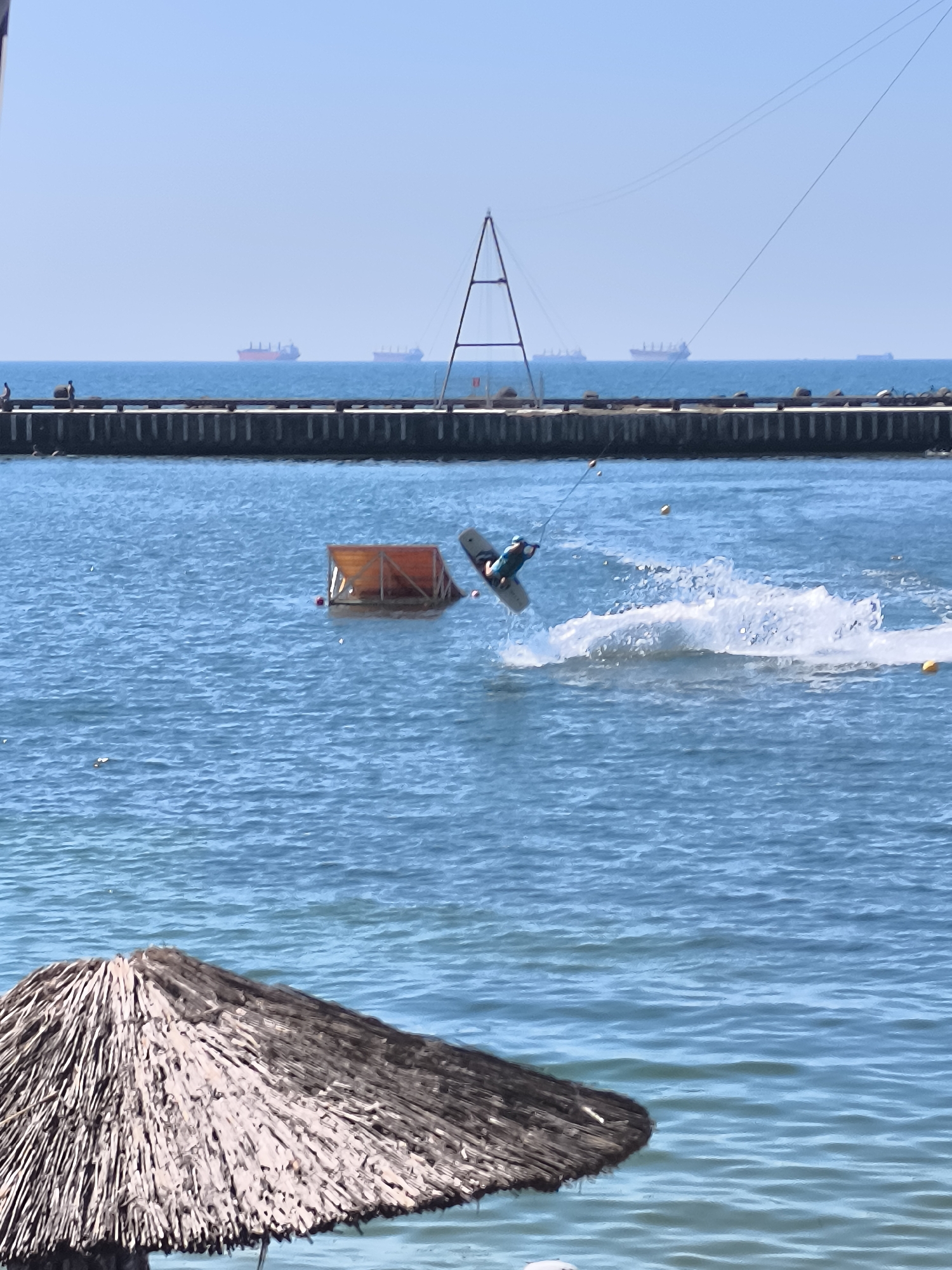 Cable wakeboarding and busy beach scenes on Varna's coast