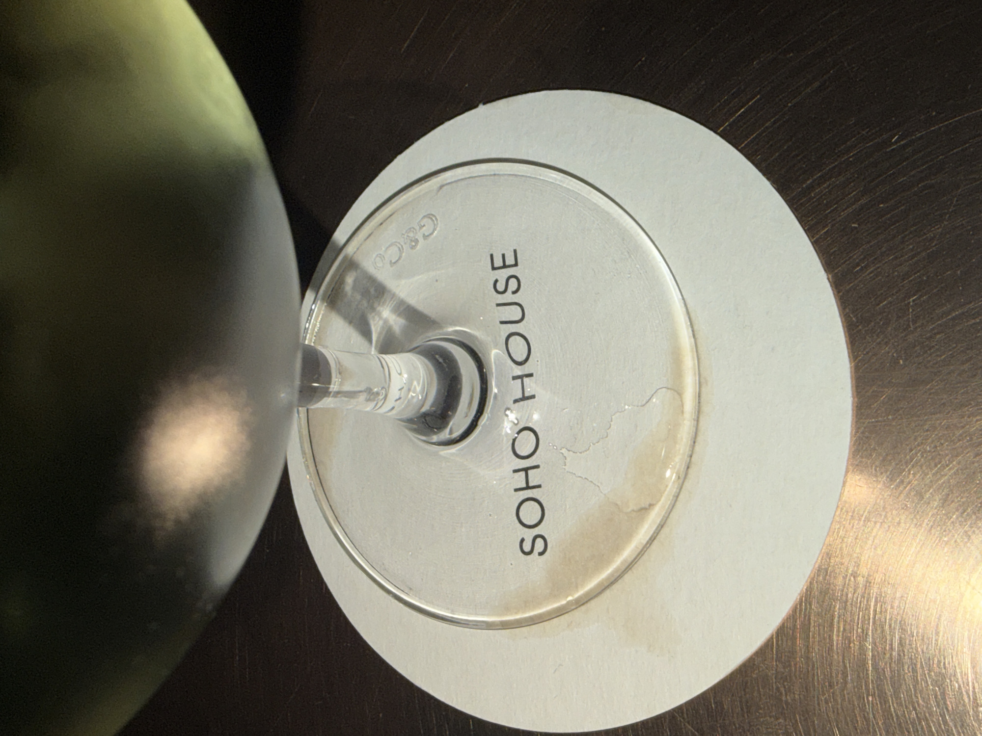 Soho House branded wine glass spotted in London