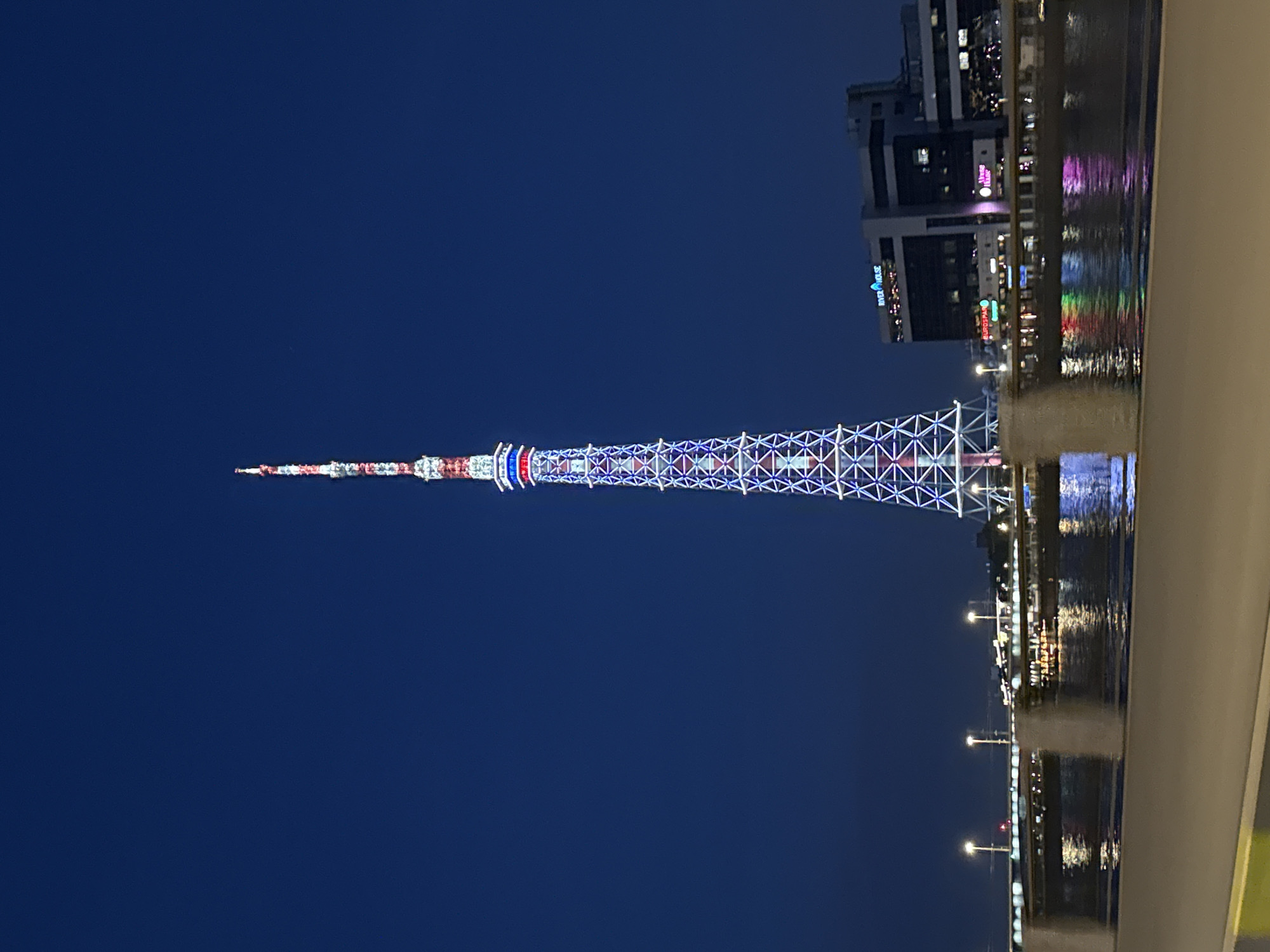 Saint Petersburg TV Tower photographed illuminated against night sky