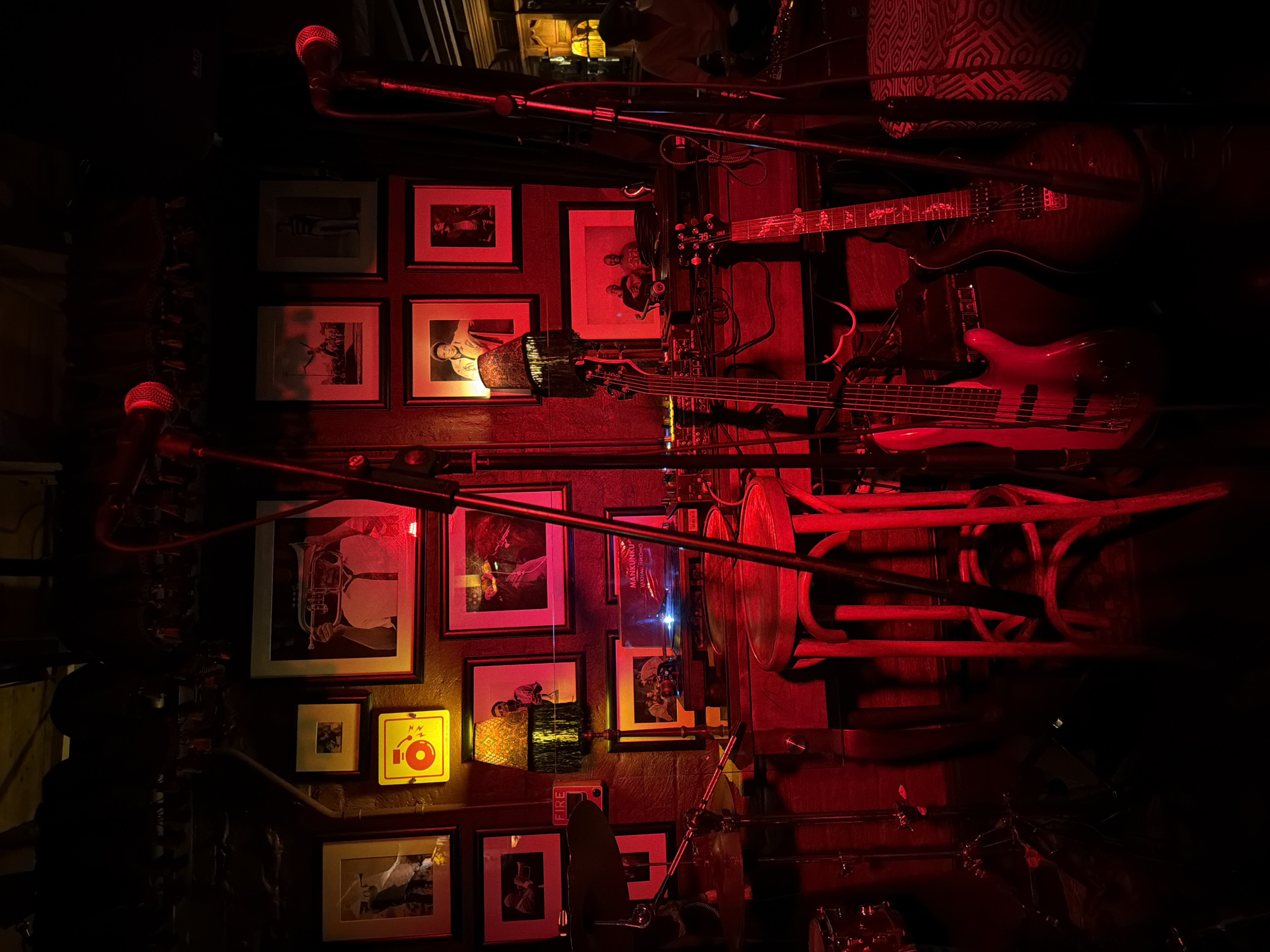 Red-lit music venue interior captured in Cape Town