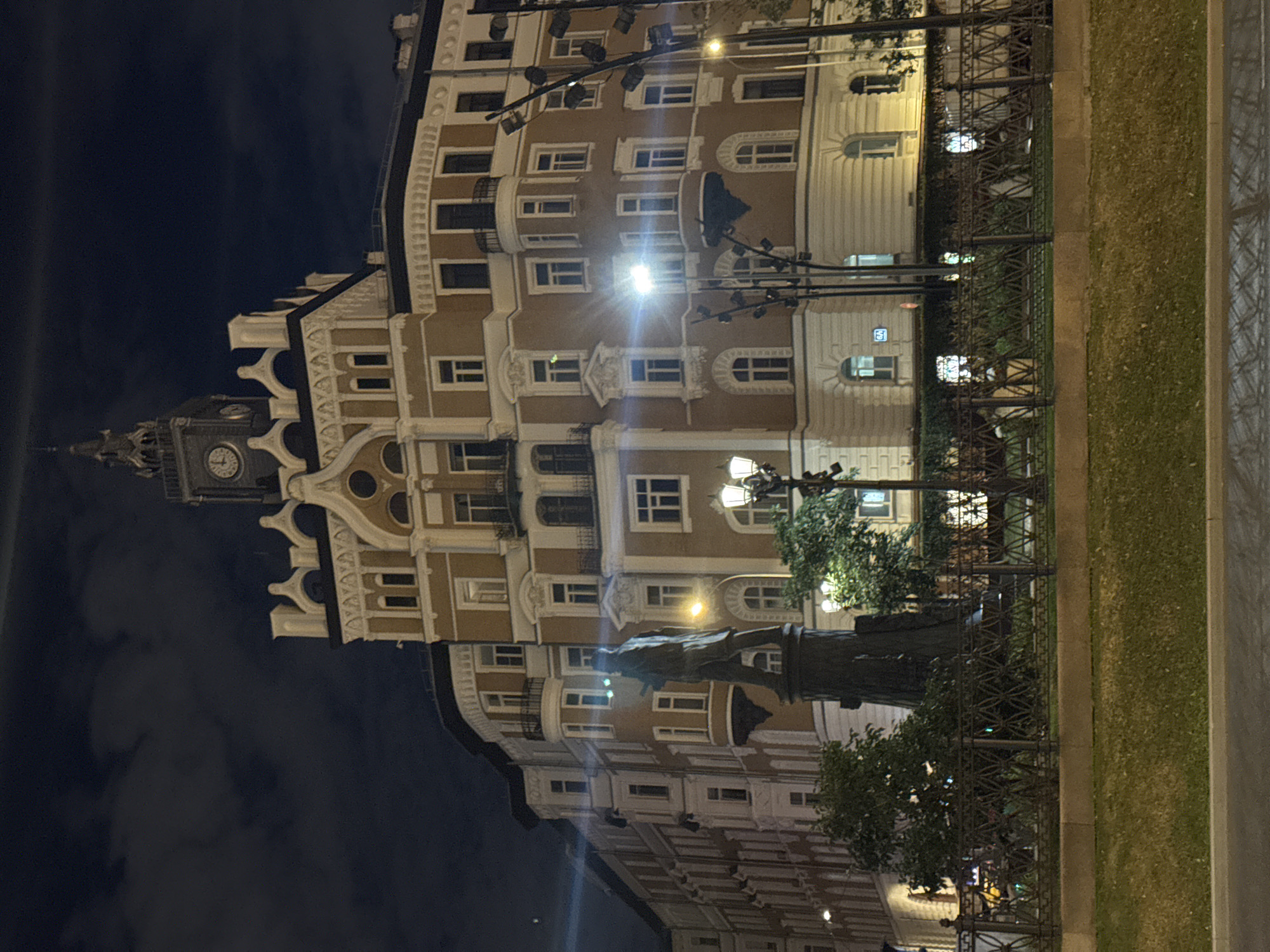 Nighttime landmarks around central Moscow's Tverskaya area