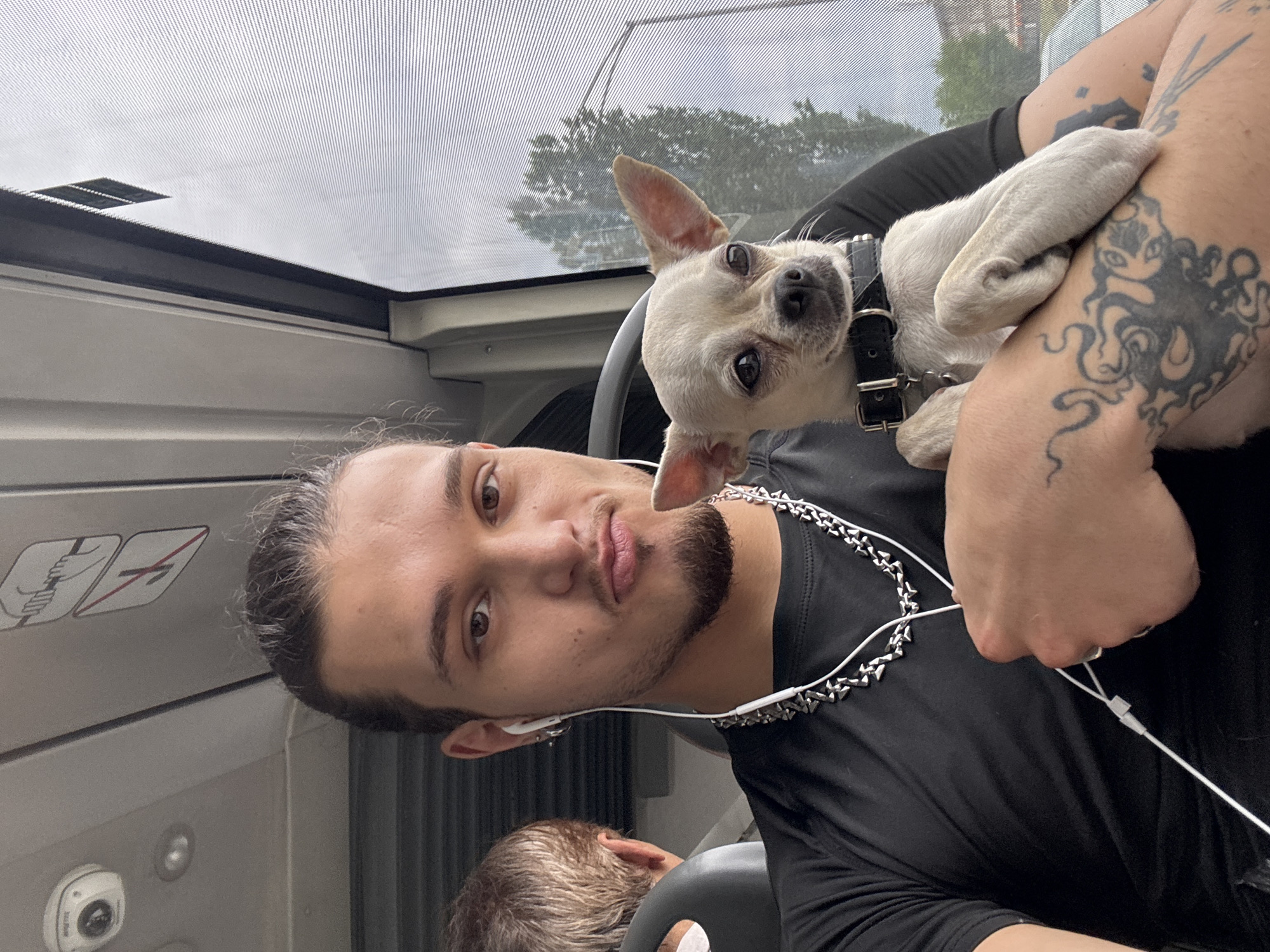 Selfies, a small white dog, and Sofia streets on a grey morning