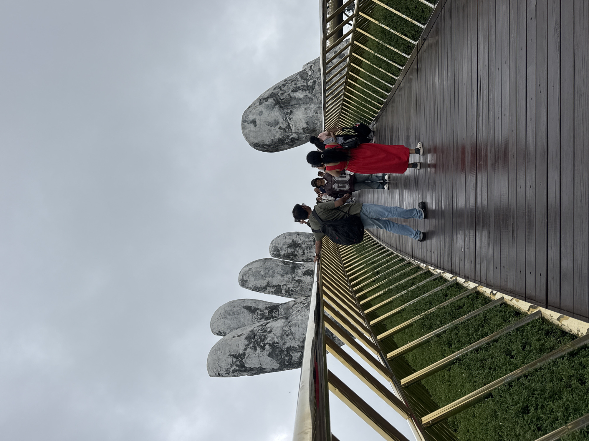 Early morning visitors documented at Golden Bridge, Đà Nẵng