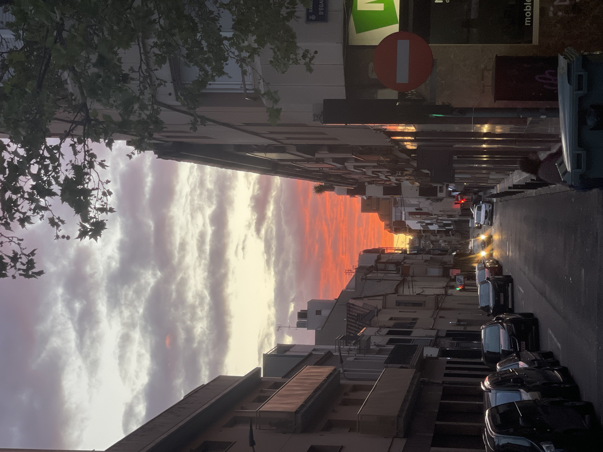 Sunset photographed from multiple angles in Terrassa, Spain