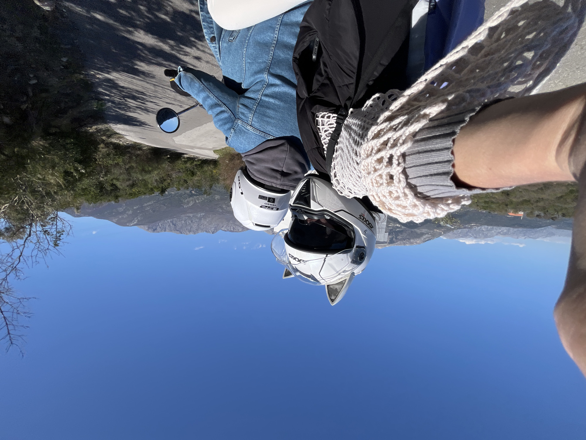 Motorcyclists take selfie in Kubasi, Montenegro