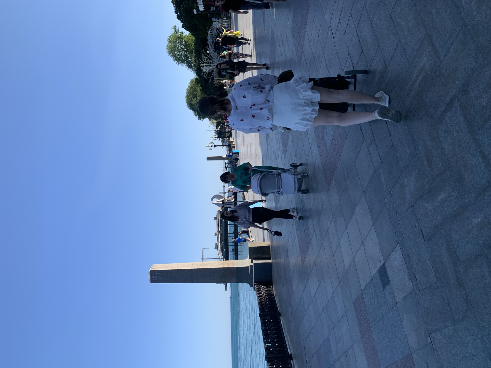 Pedestrians observed at City Garden waterfront walkway