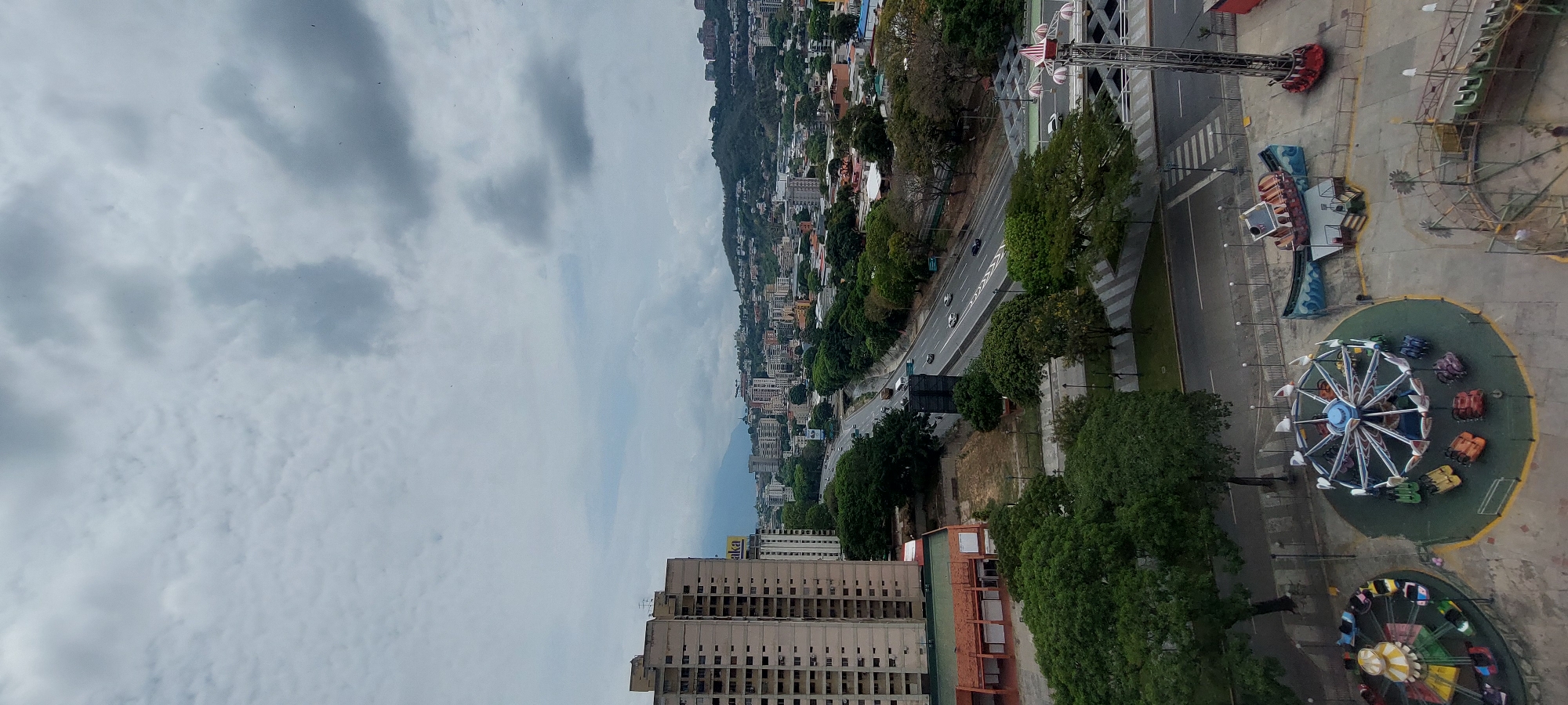 Overcast day captured over Caracas valley and highway system