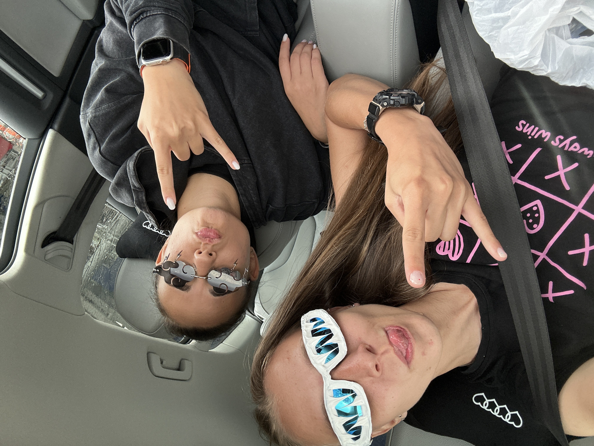 Selfies and a quick stop near a Sofia shopping center