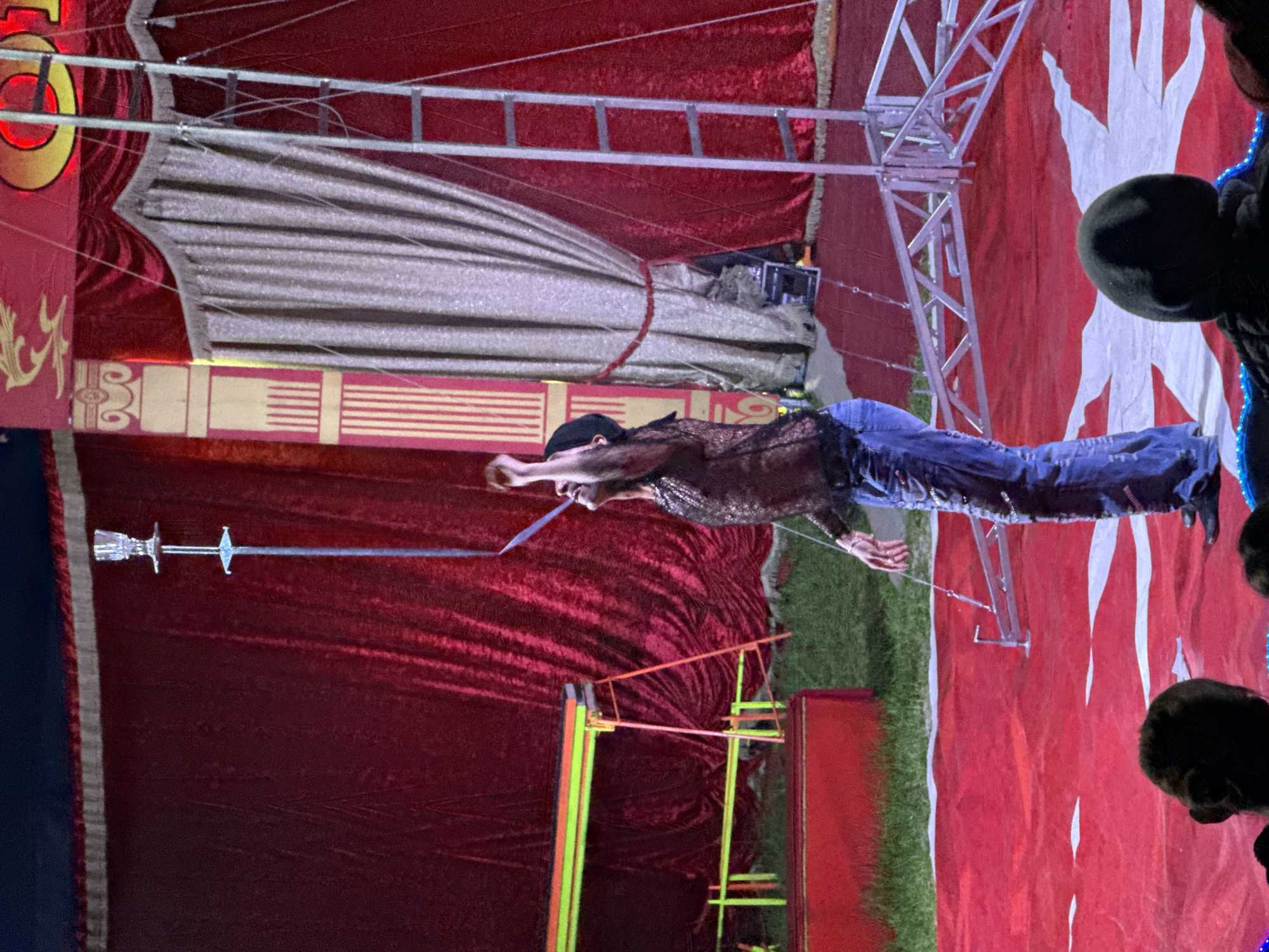 Circus performer juggles rings while balancing in Stara Zagora