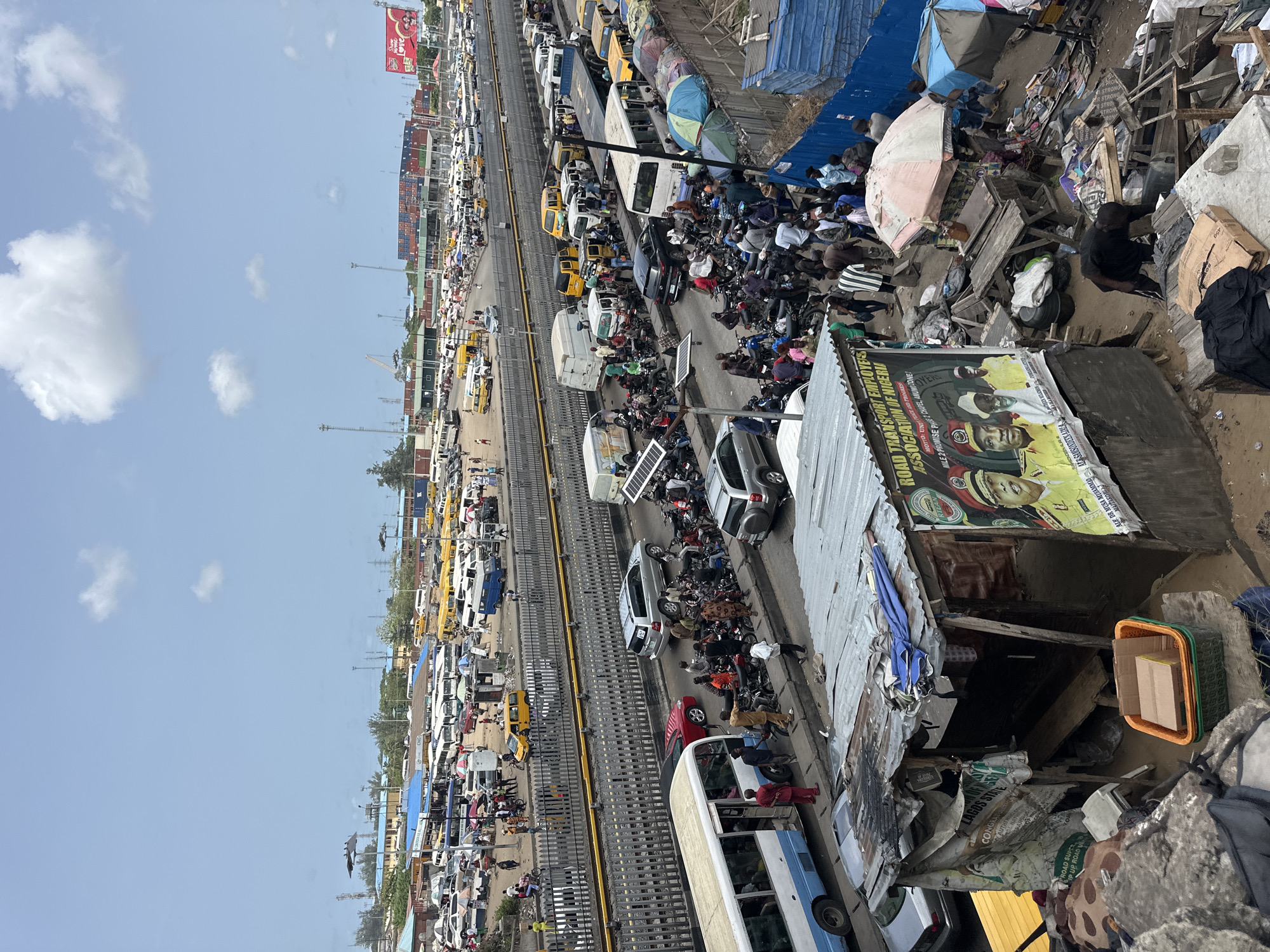 Lagos traffic congestion observed near construction site and market
