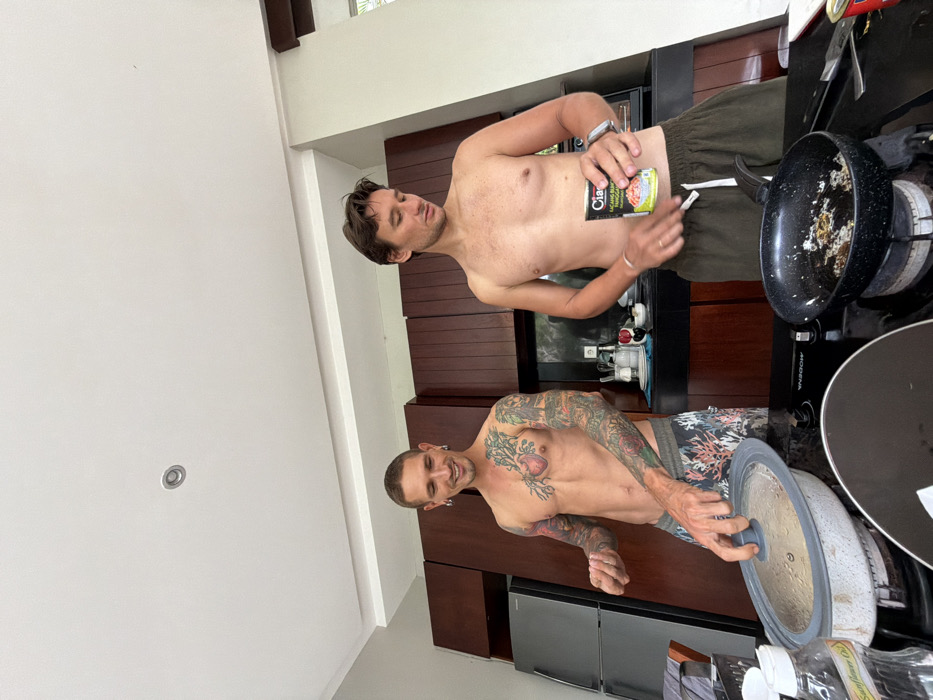 Two men prepare, share meal at Ungasan residence